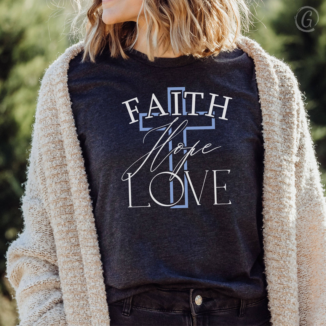 Faith Hope Love Unisex T-Shirt Heathers Dark Grey Heather