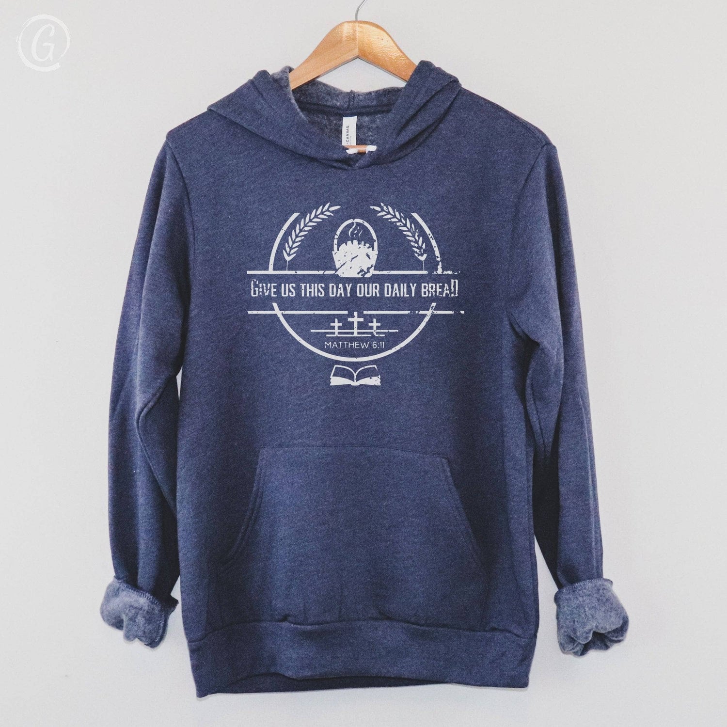 Give Us This Day Our Daily Bread Premium Unisex Pullover Hoodie Heather Navy