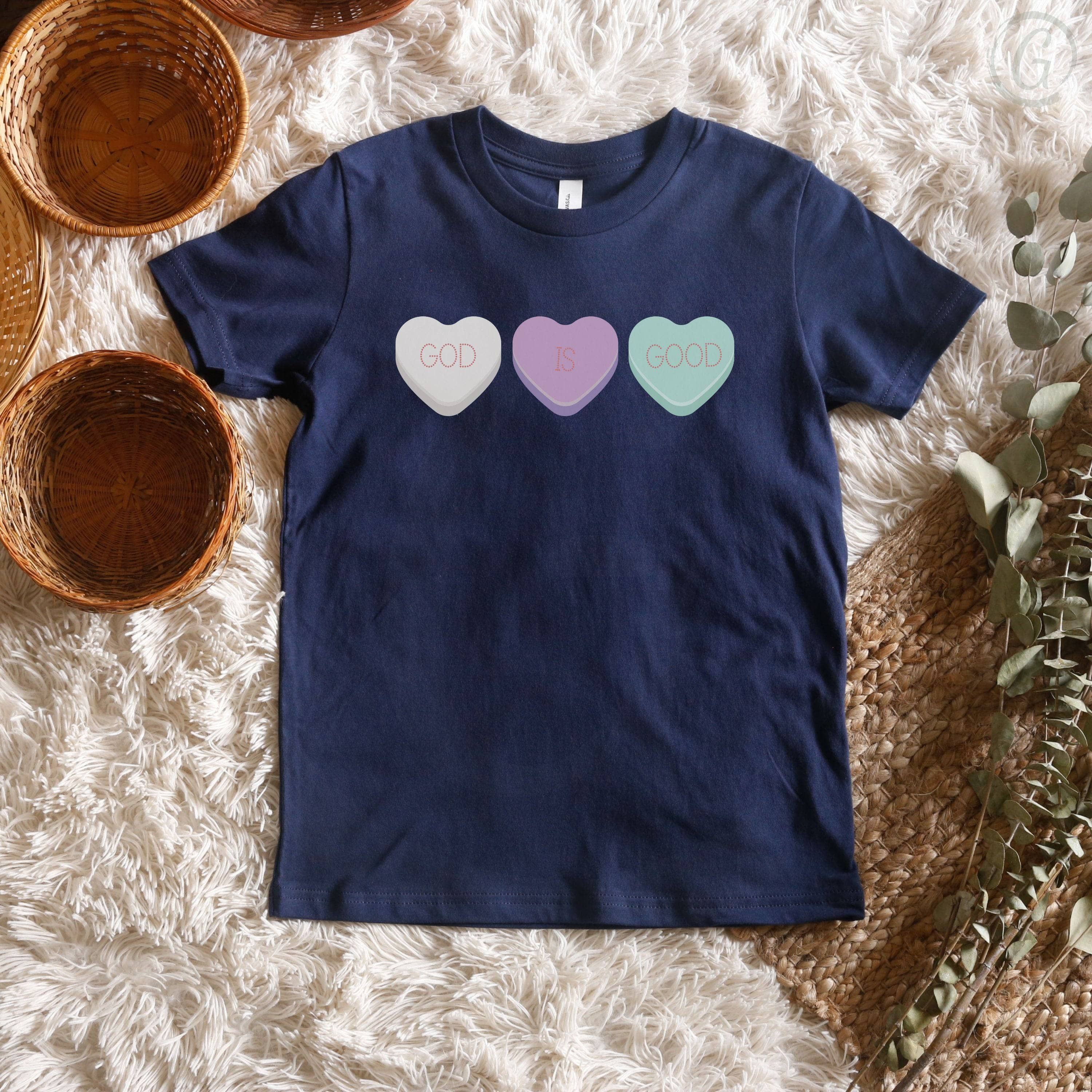 God Is Good Conversation Hearts Youth T-Shirt Navy