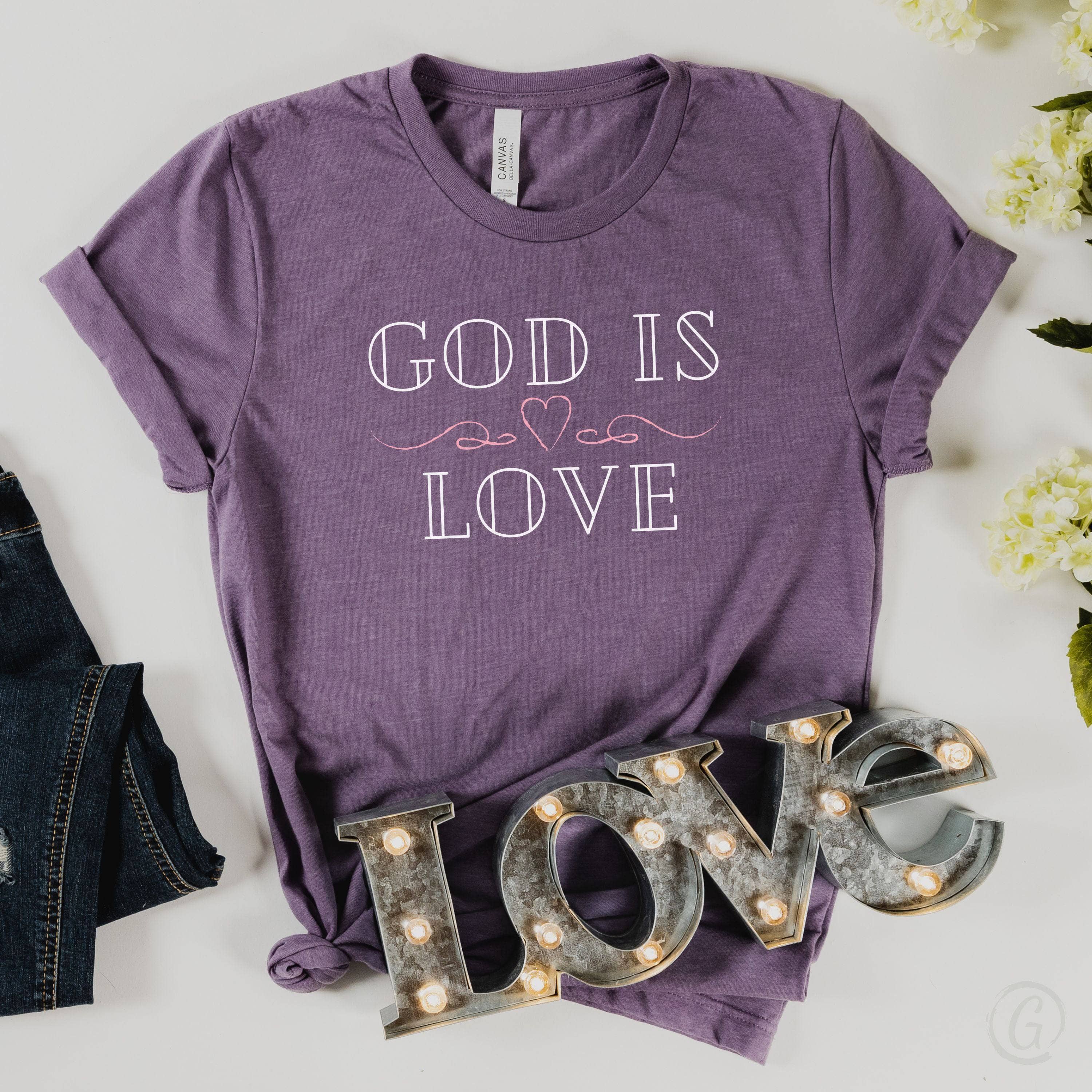 God Is Love Unisex T-Shirt Heathers Heather Purple