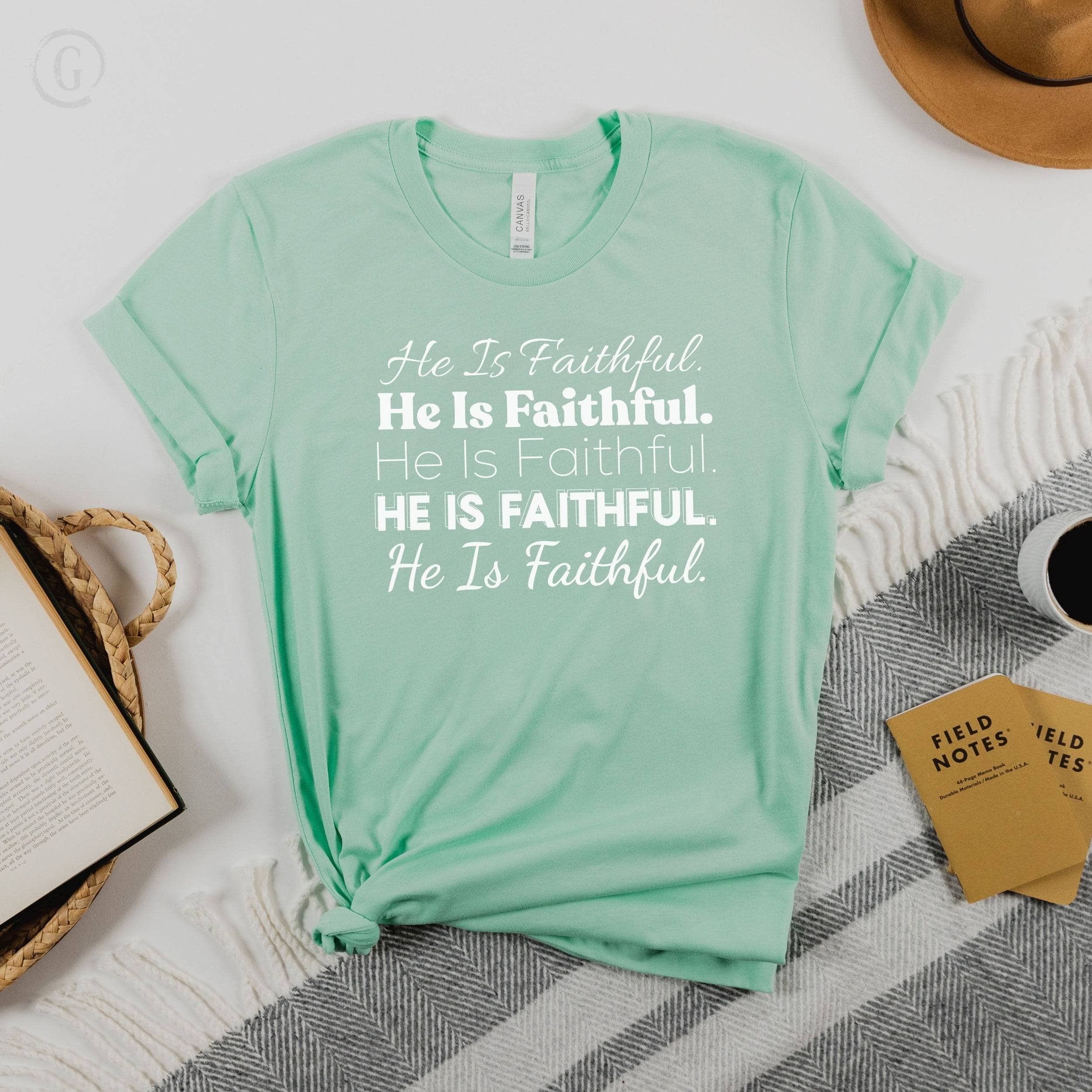 He Is Faithful Deuteronomy 32:4 Unisex T-Shirt Heather Mint