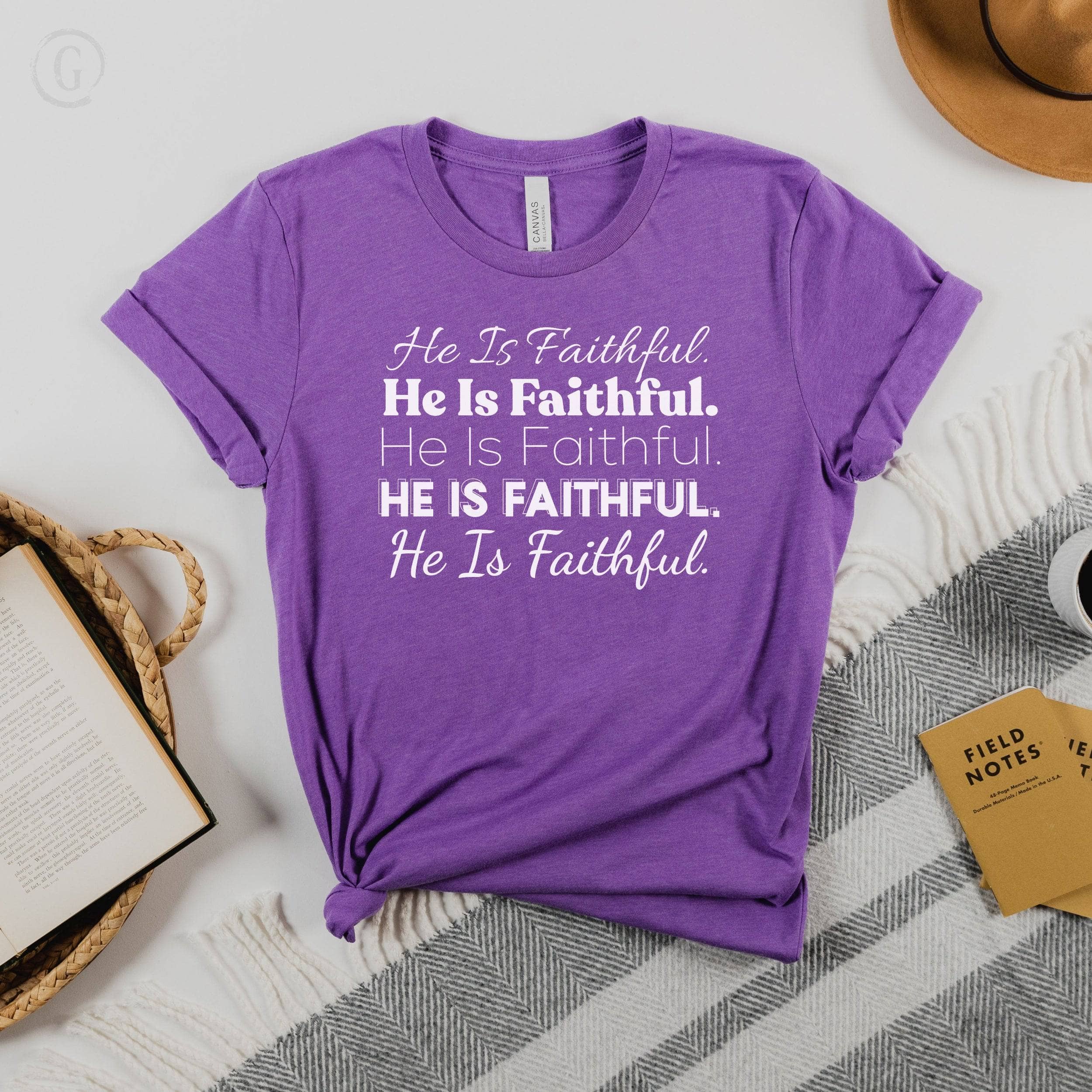 He Is Faithful Deuteronomy 32:4 Unisex T-Shirt Heather Team Purple