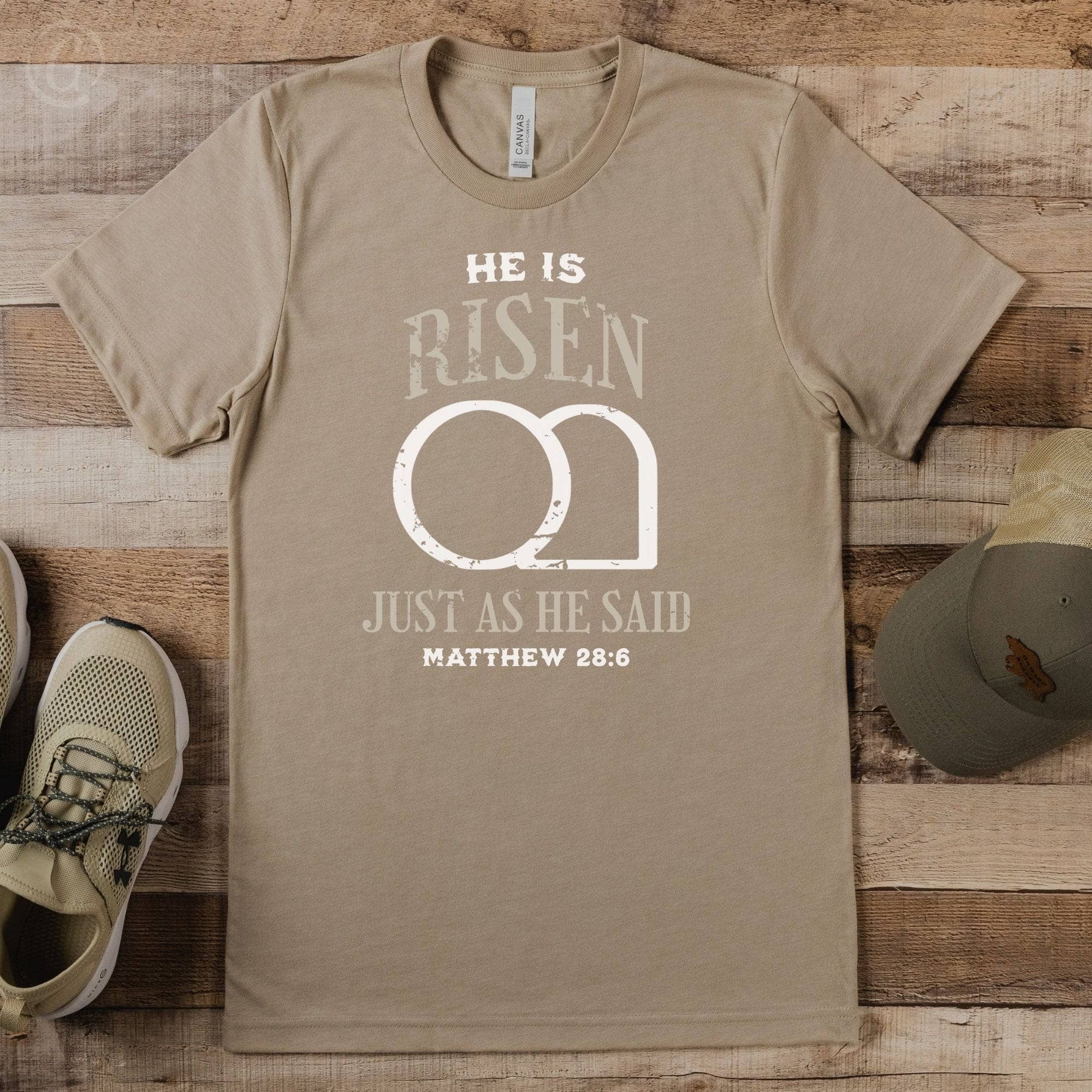 He Is Risen Just As He Said Matthew 28:6 Unisex T-shirt Heathers Heather Tan