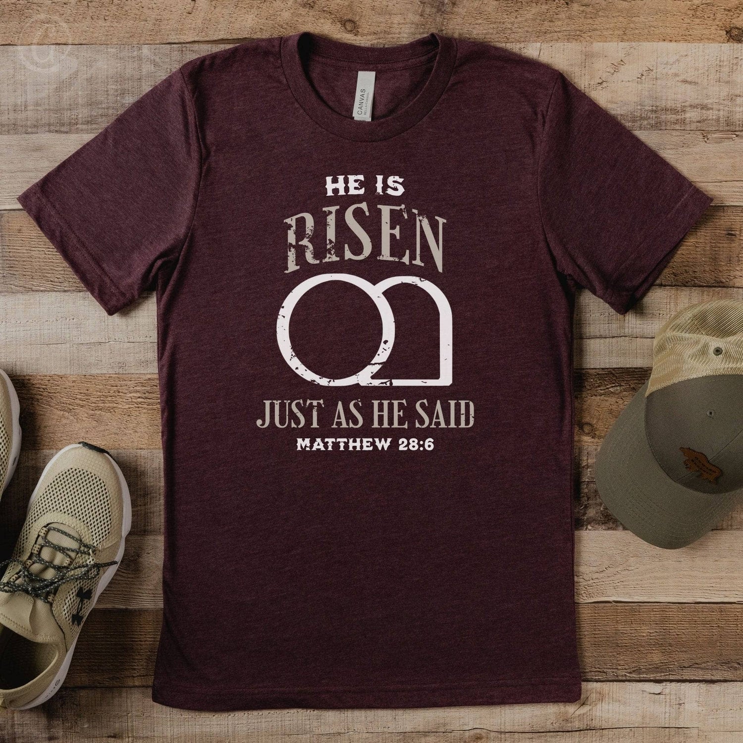 He Is Risen Just As He Said Matthew 28:6 Unisex T-shirt Heathers Heather Maroon