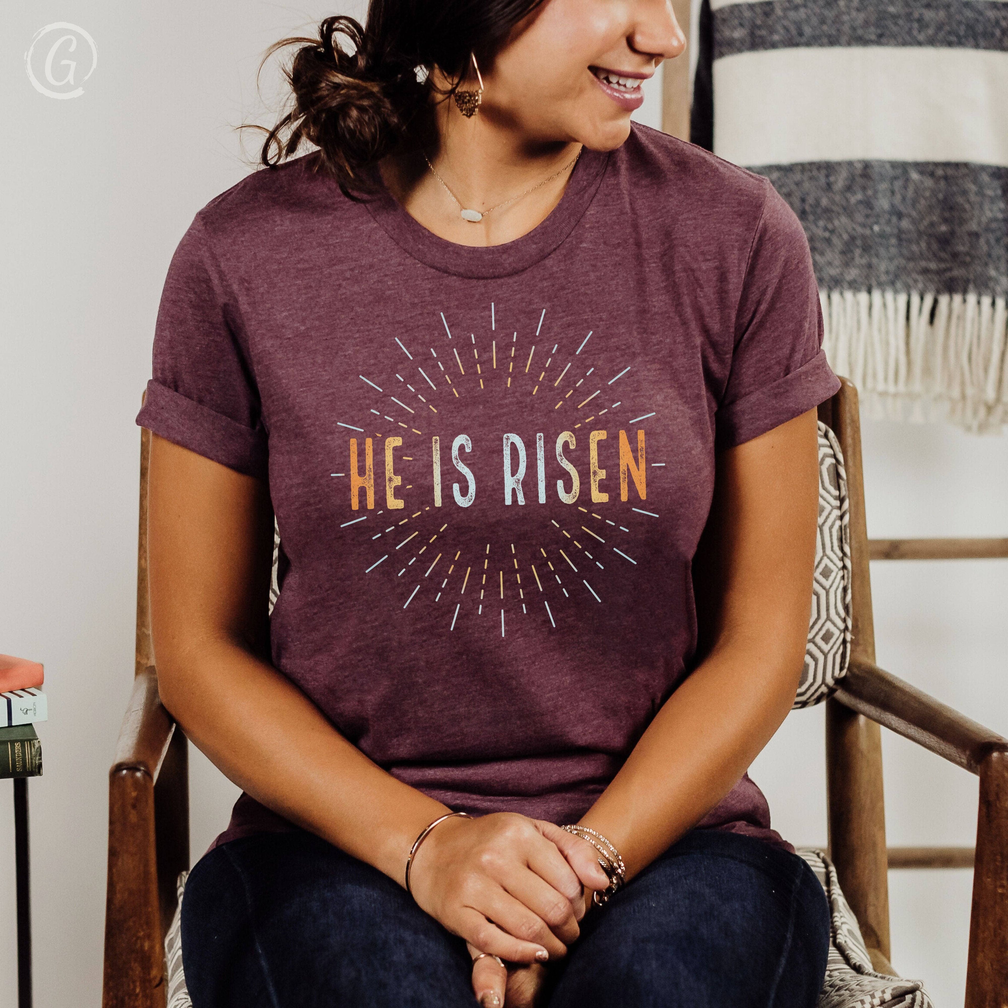 He Is Risen Matthew 28 Unisex T-Shirt Heathers Heather Maroon