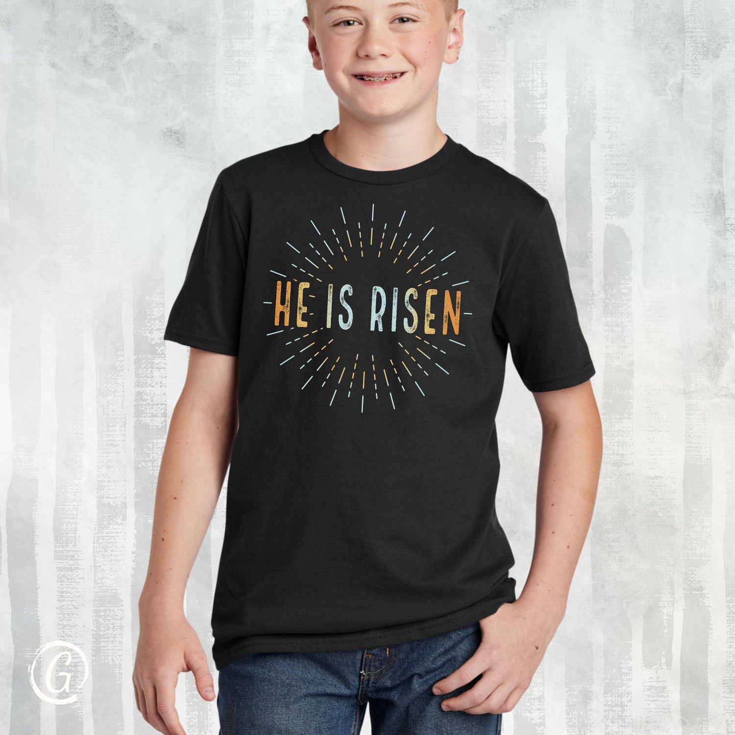 He Is Risen Matthew 28 Youth T-Shirt Black