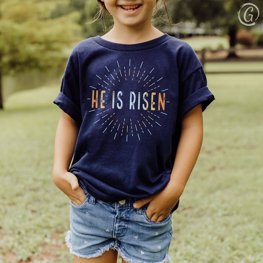 He Is Risen Matthew 28 Youth T-Shirt New Navy