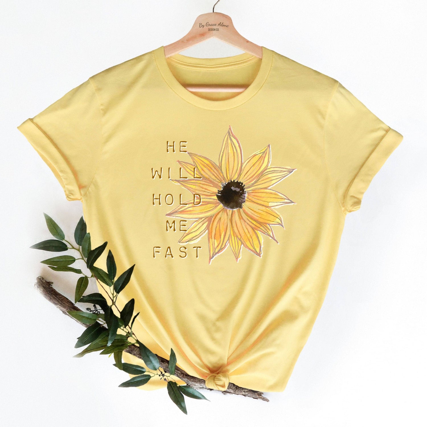 He Will Hold Me Fast Unisex T-Shirt Classics Yellow