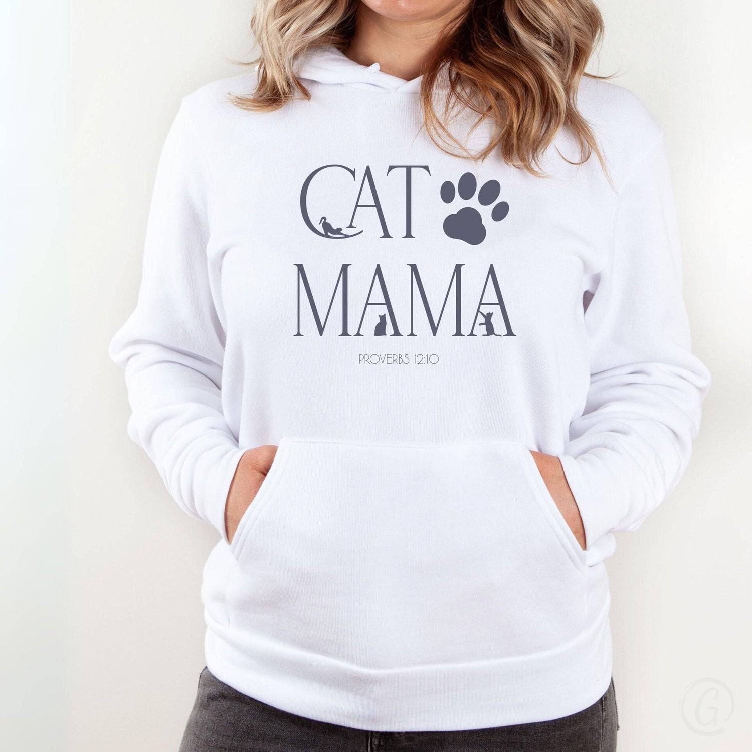 Cat Mama Premium Unisex Pullover Hoodie White