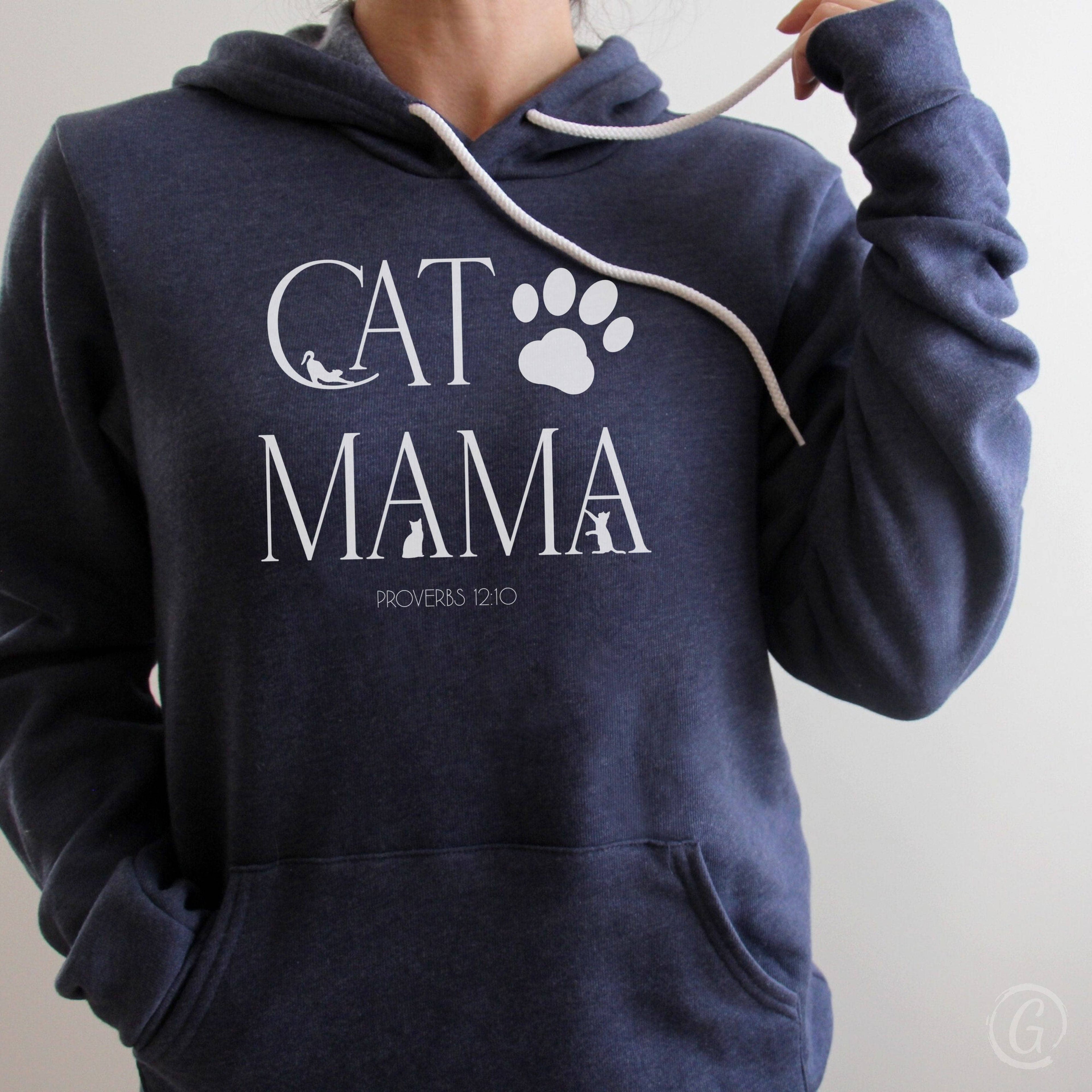 Cat Mama Premium Unisex Pullover Hoodie Heather Navy