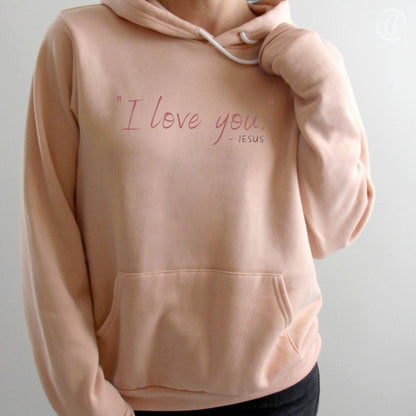 &quot;I Love You&quot; - Jesus Premium Unisex Pullover Hoodie Peach