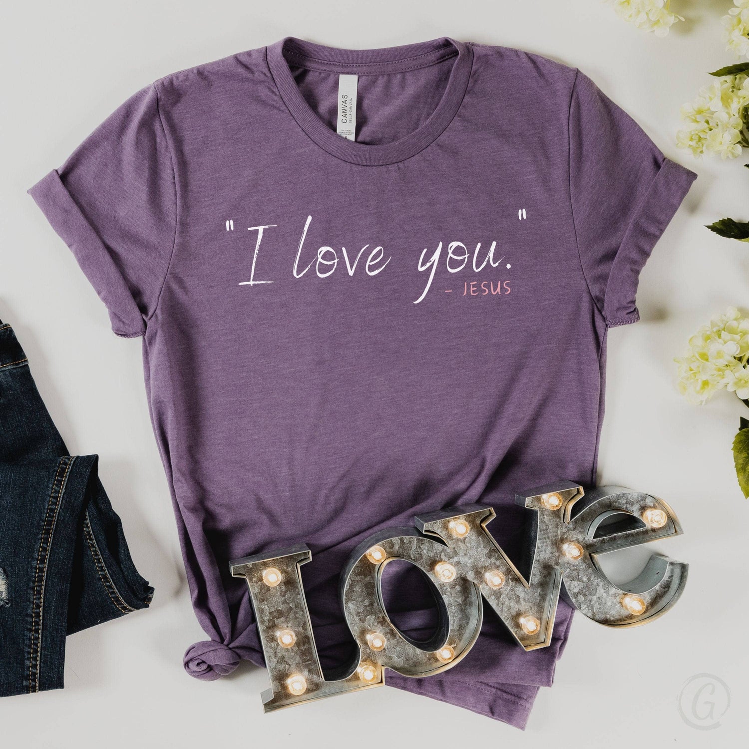 &quot;I Love You&quot; - Jesus Unisex T-Shirt Heathers Heather Purple