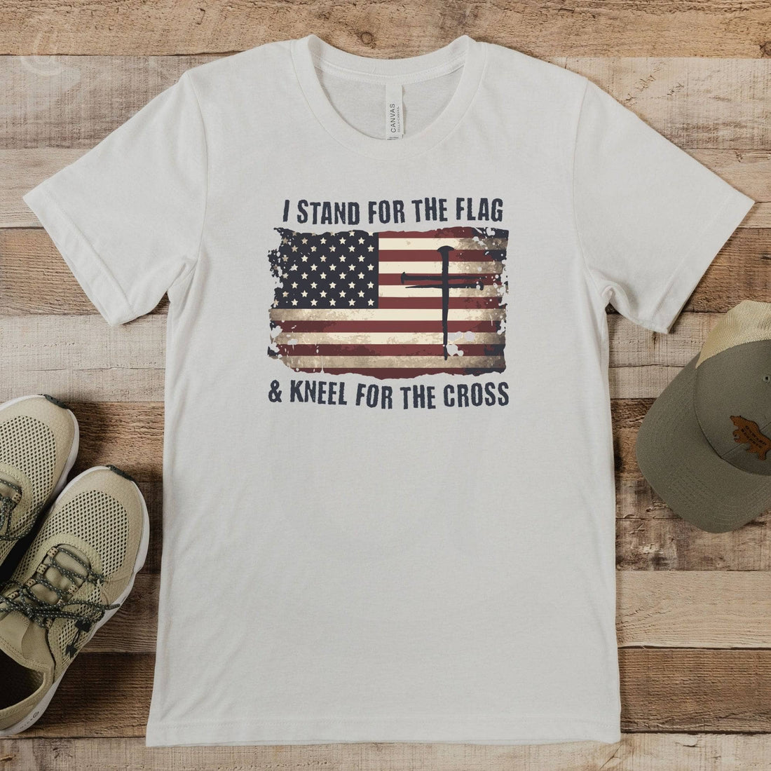 I Stand For The Flag &amp; Kneel For The Cross Unisex T-Shirt Classics White