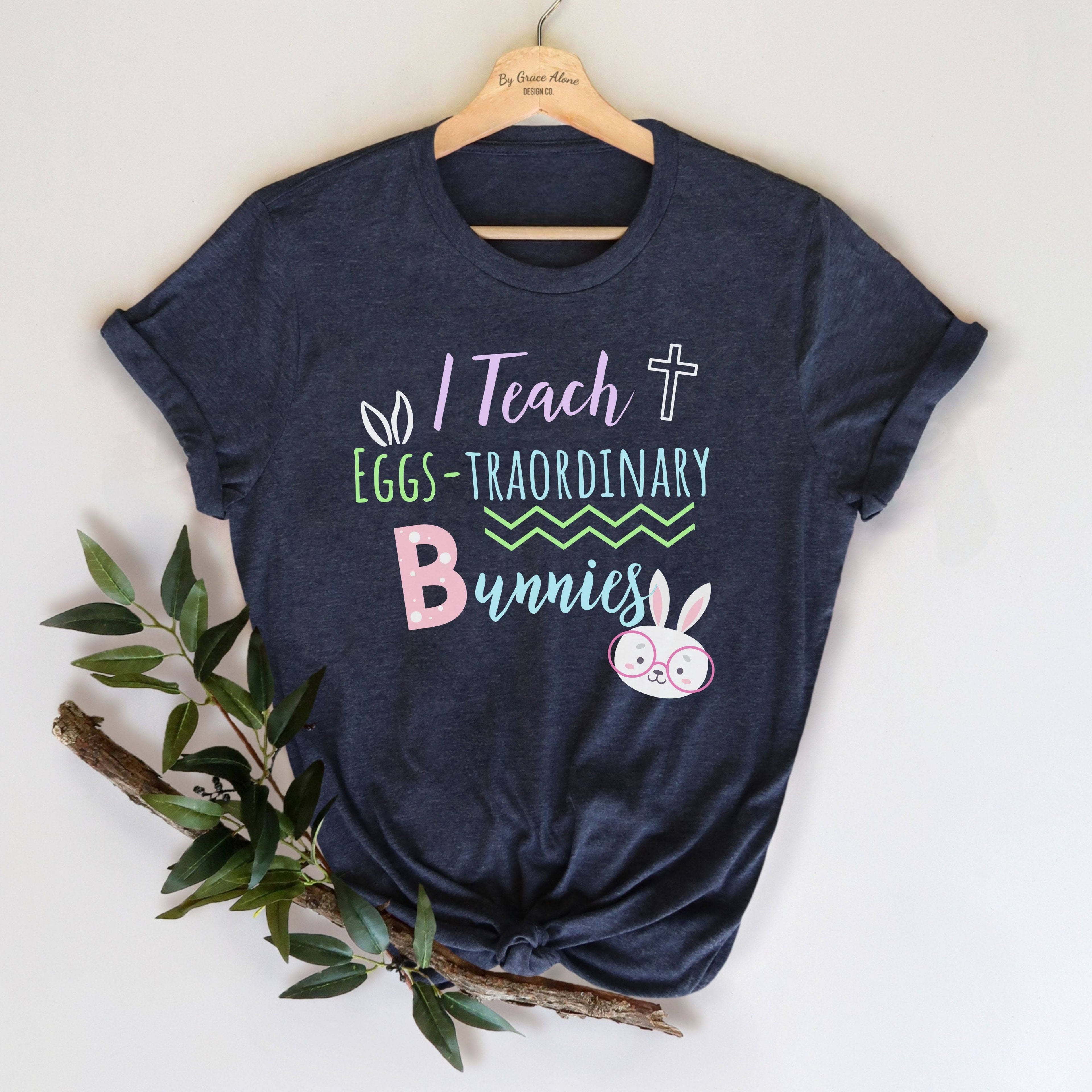 I Teach Eggs-Traordinary Bunnies Unisex T-Shirt Heathers Heather Midnight Navy