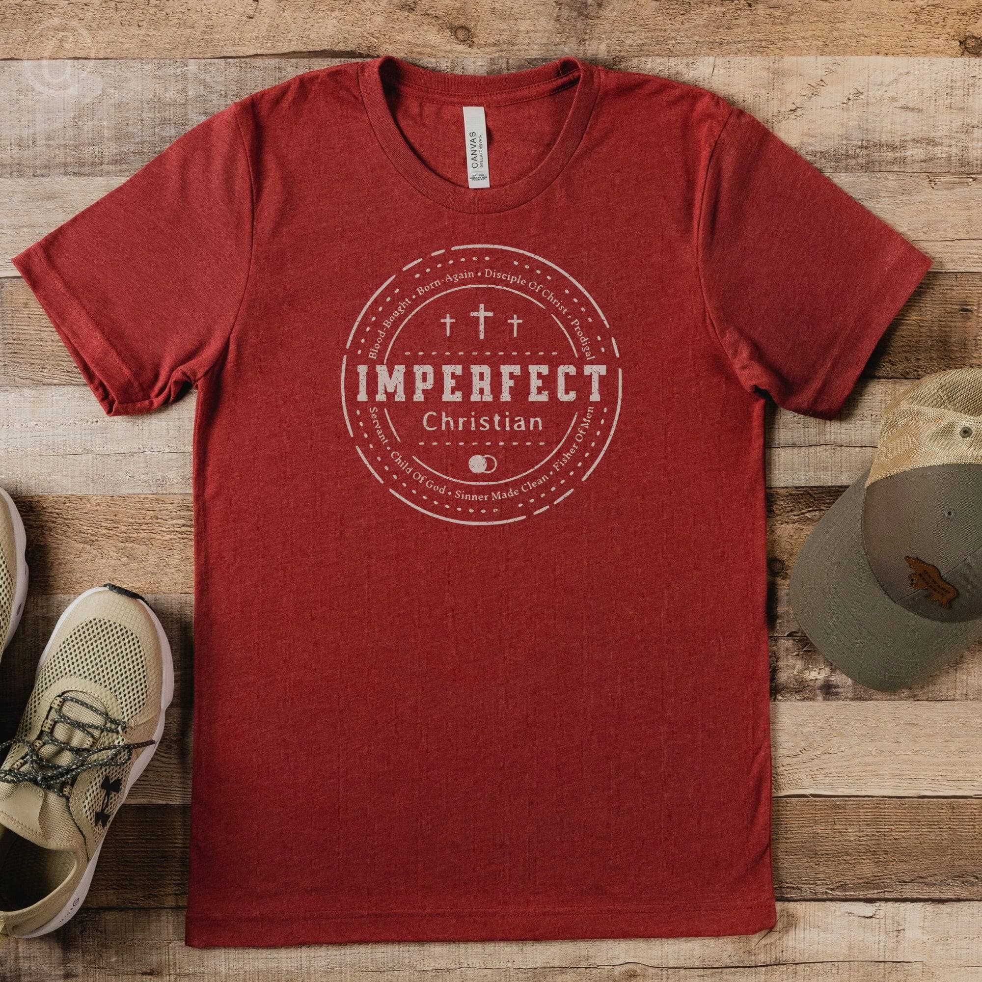 Imperfect Christian Unisex T-Shirt Heathers Heather Canvas Red