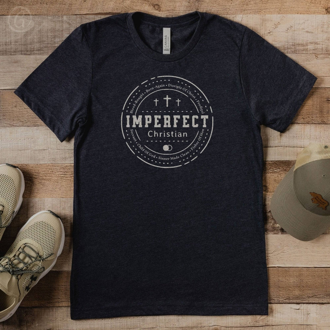 Imperfect Christian Unisex T-Shirt Heathers Heather Midnight Navy