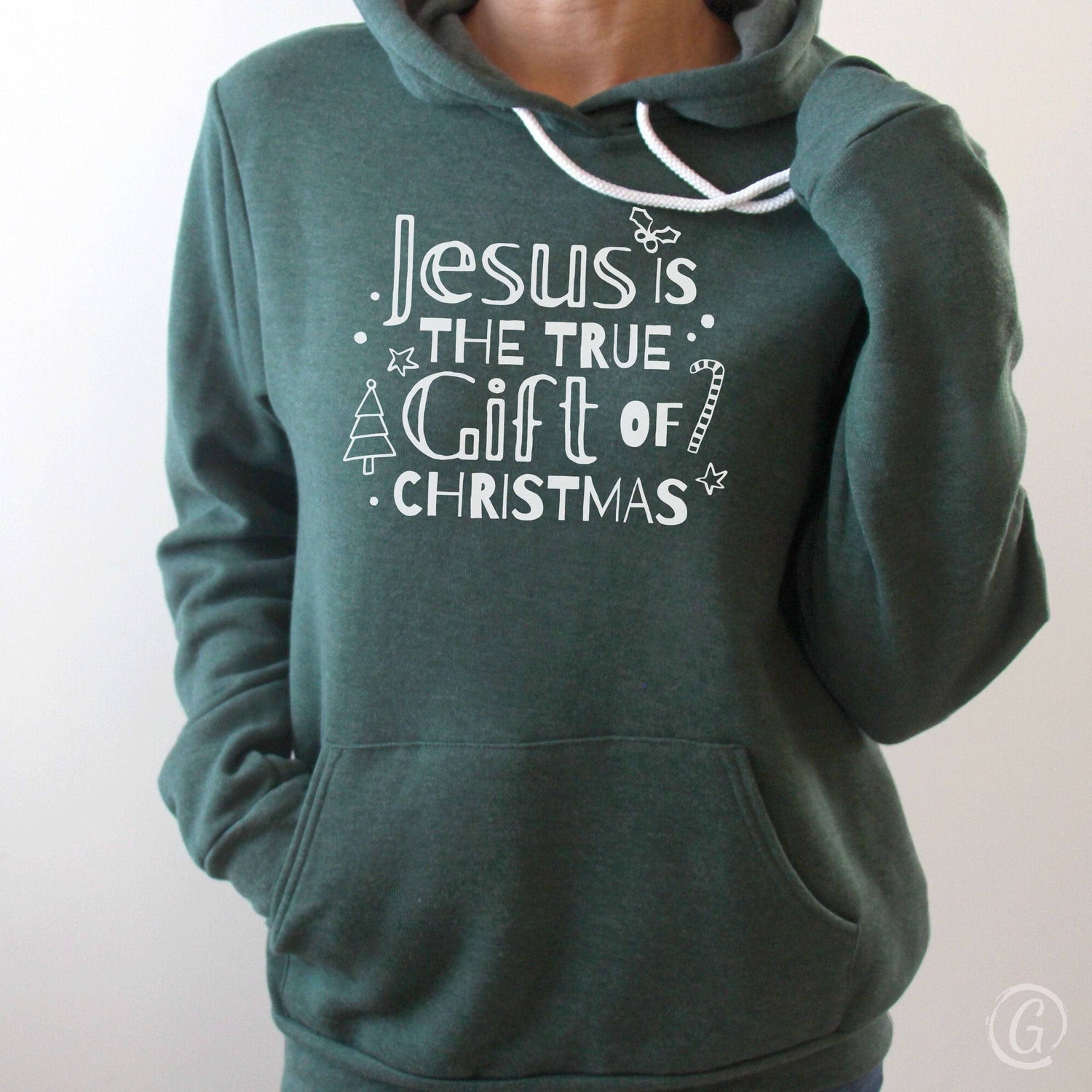 Jesus Is The True Gift Of Christmas Premium Unisex Pullover Hoodie Heather Forest