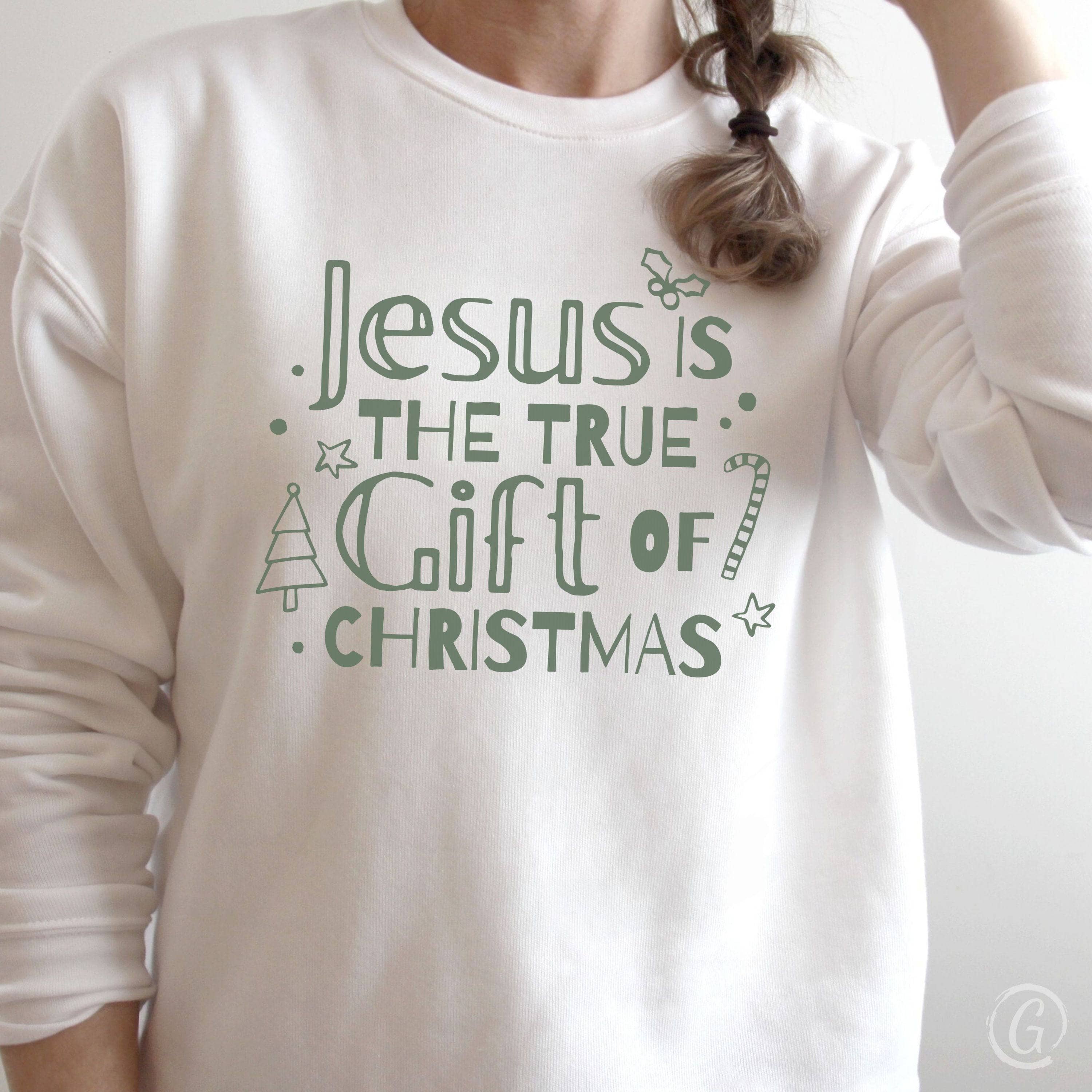 Jesus Is The True Gift Of Christmas Premium Unisex Sweatshirt White