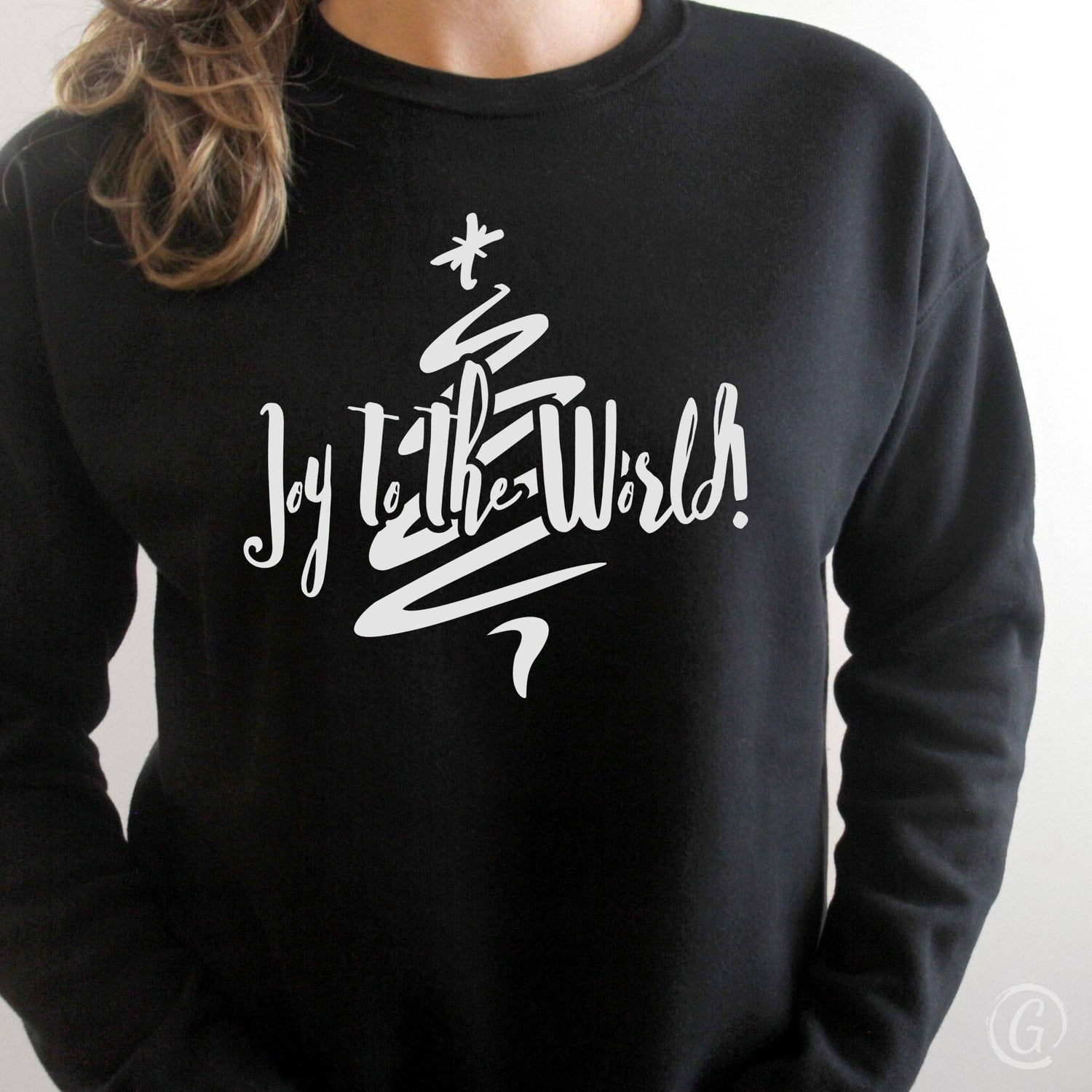 Joy To The World Christmas Tree Premium Unisex Sweatshirt Black