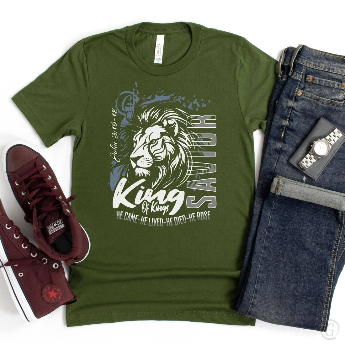 King Of Kings John 3:16-18 Unisex T-Shirt Classics Olive