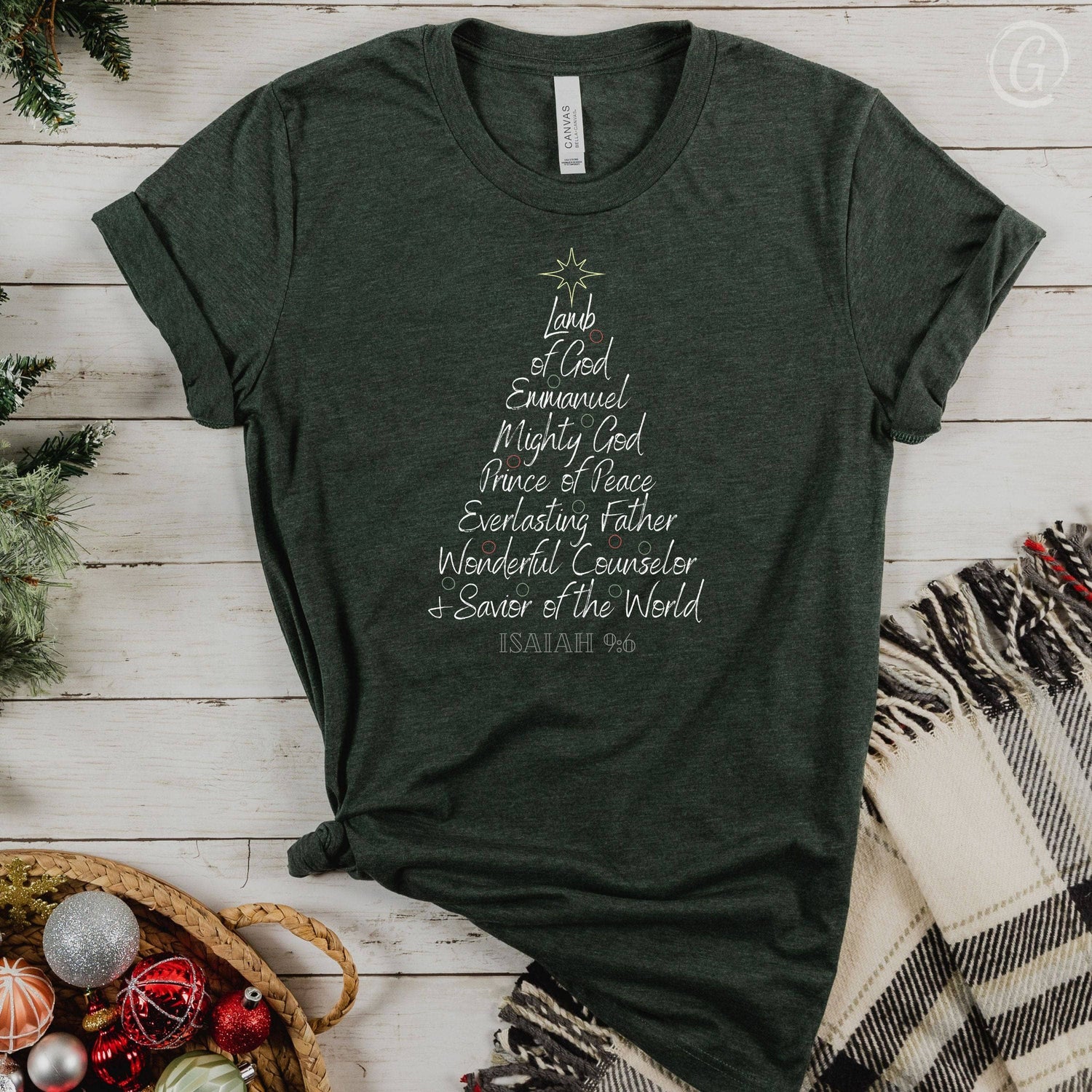 Lamb Of God Christmas Tree Unisex T-Shirt Heathers Heather Forest