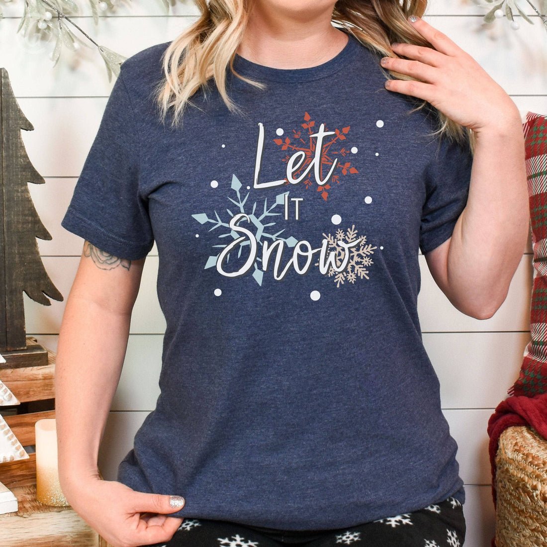 Let It Snow Unisex T-Shirt Heather Navy