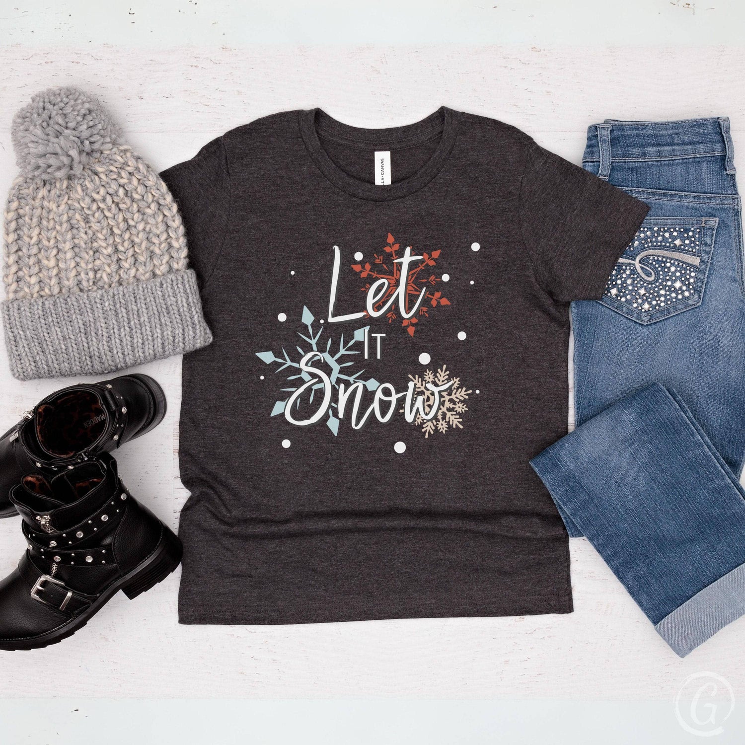 Let It Snow Youth T-Shirt Dark Grey Heather