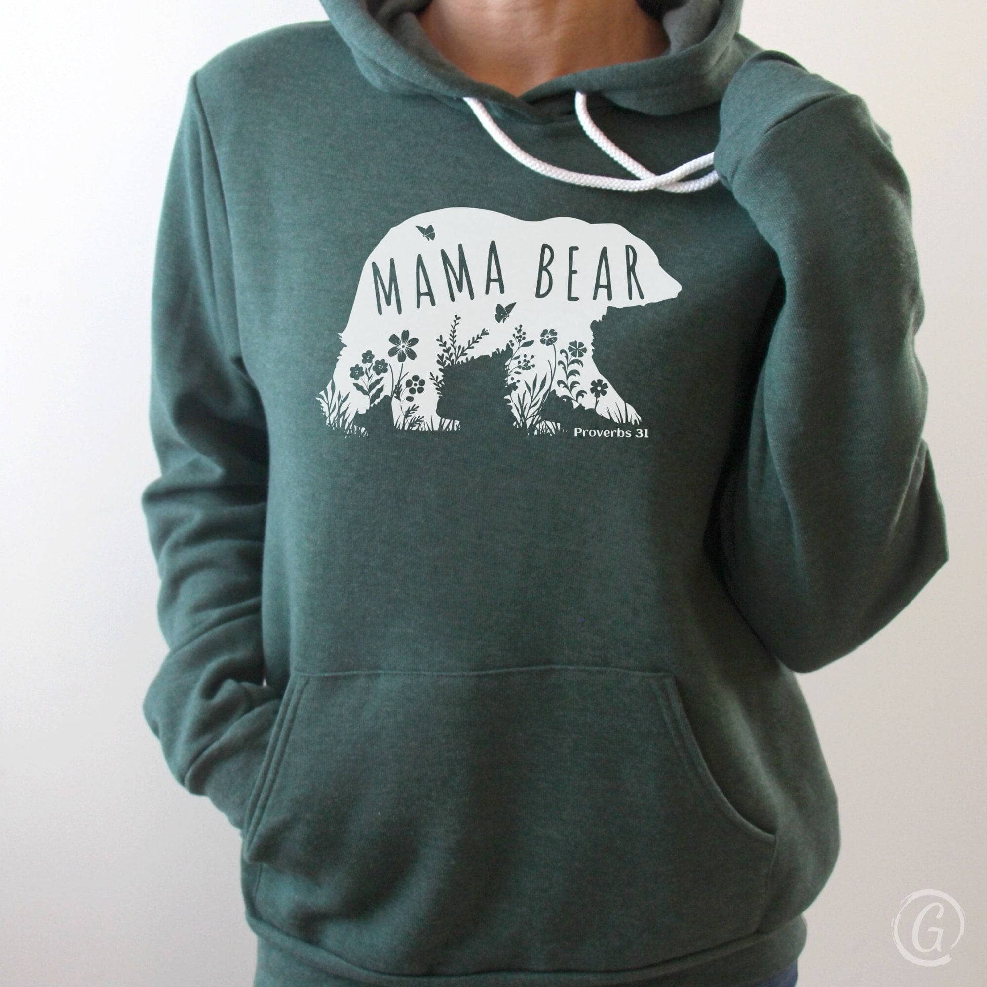 Mama Bear Proverbs 31 Premium Unisex Pullover Hoodie Heather Forest