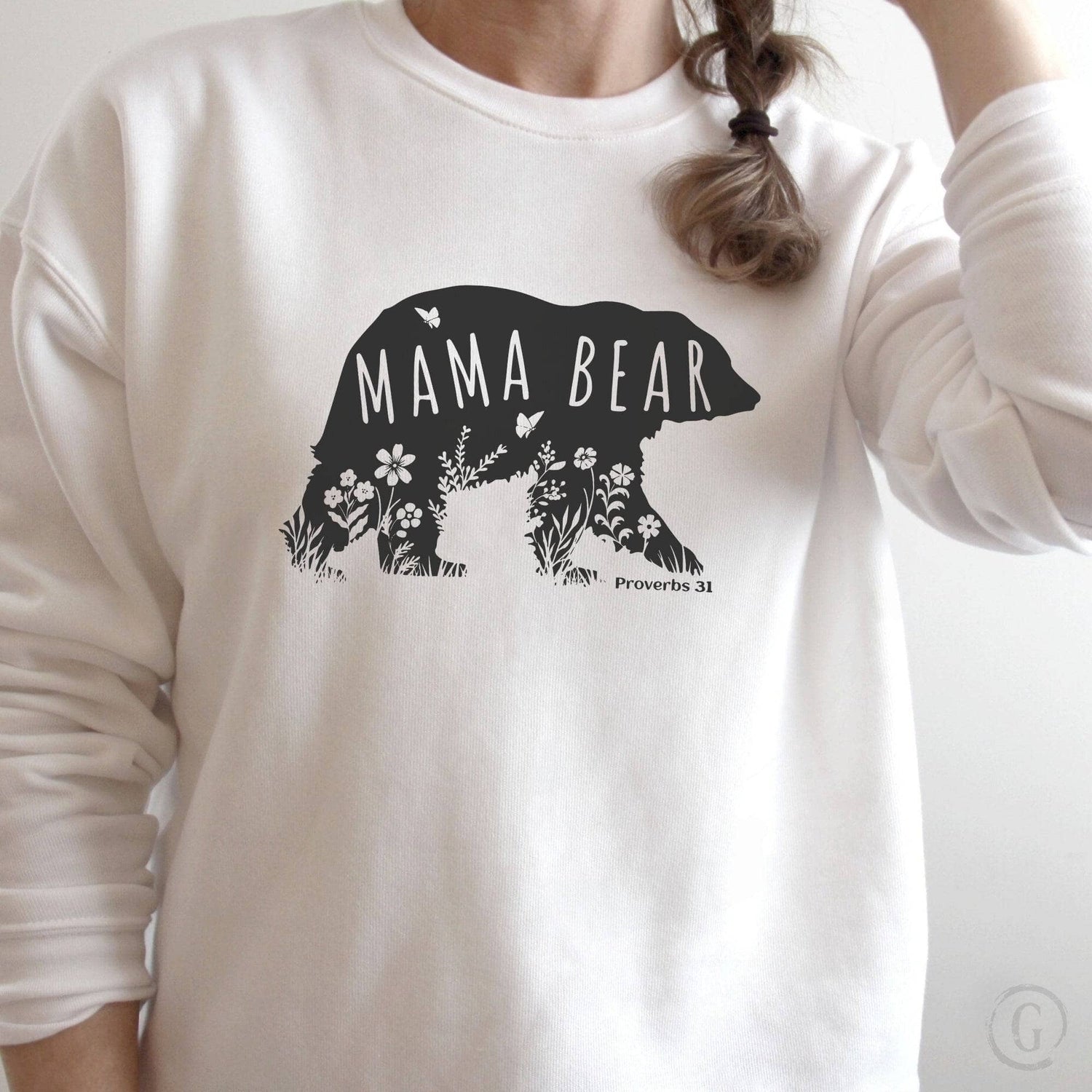 Mama Bear Proverbs 31 Premium Unisex Sweatshirt White