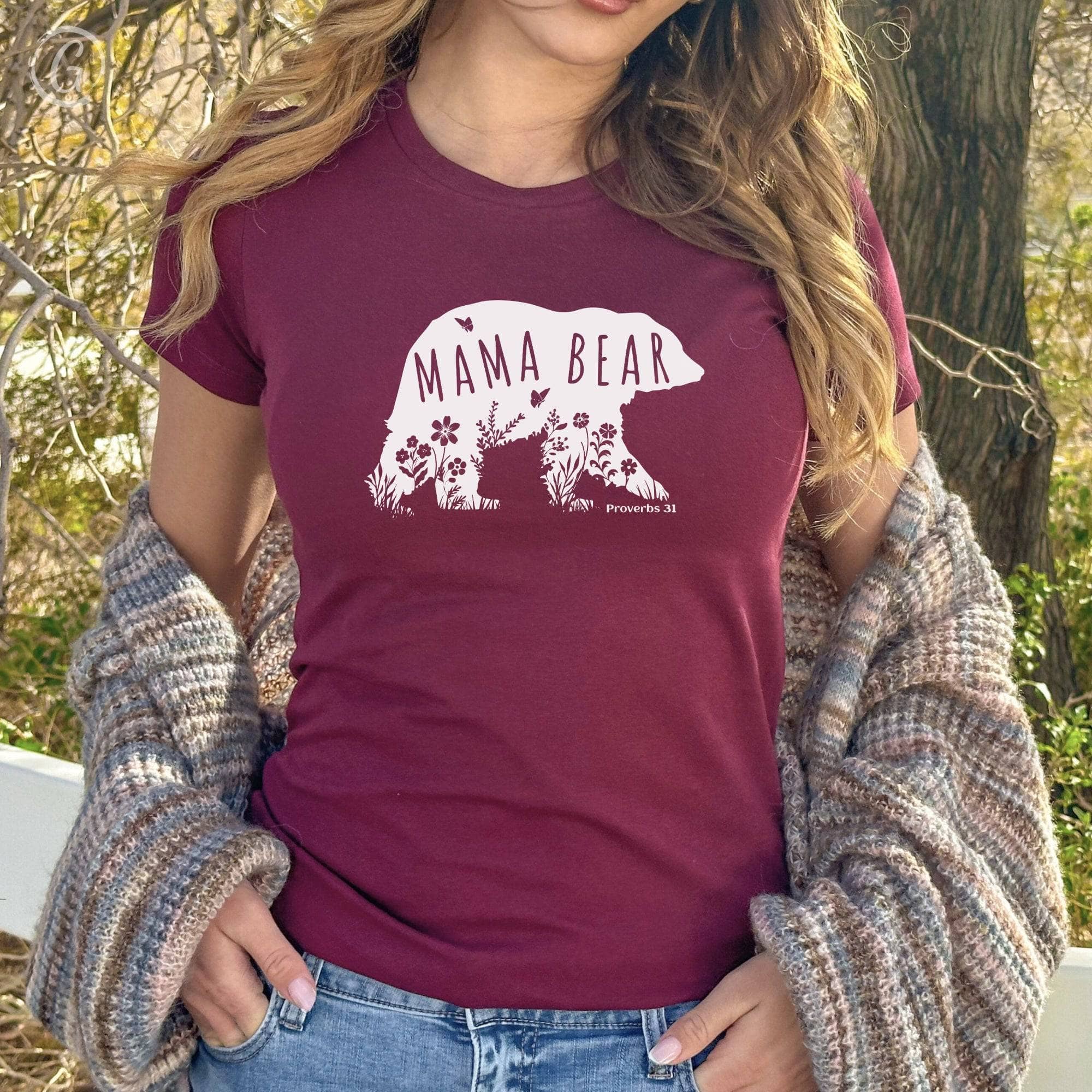 Mama Bear Proverbs 31 Women's T-Shirt Maroon