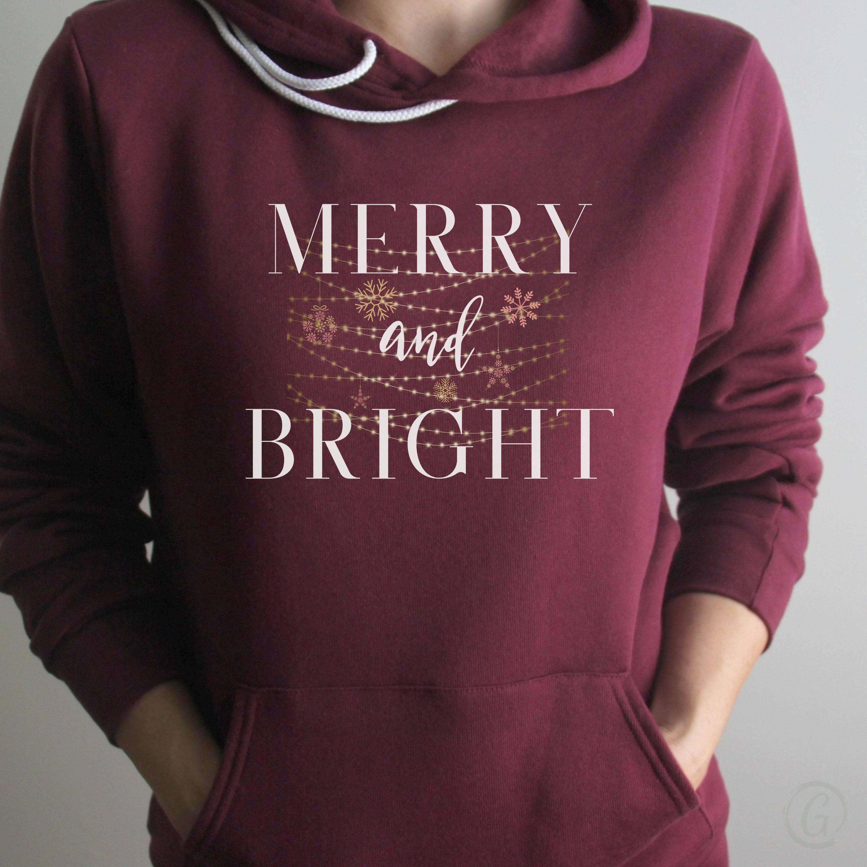 Merry And Bright Premium Unisex Pullover Hoodie Maroon