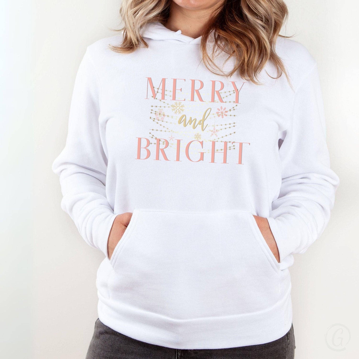 Merry And Bright Premium Unisex Pullover Hoodie White