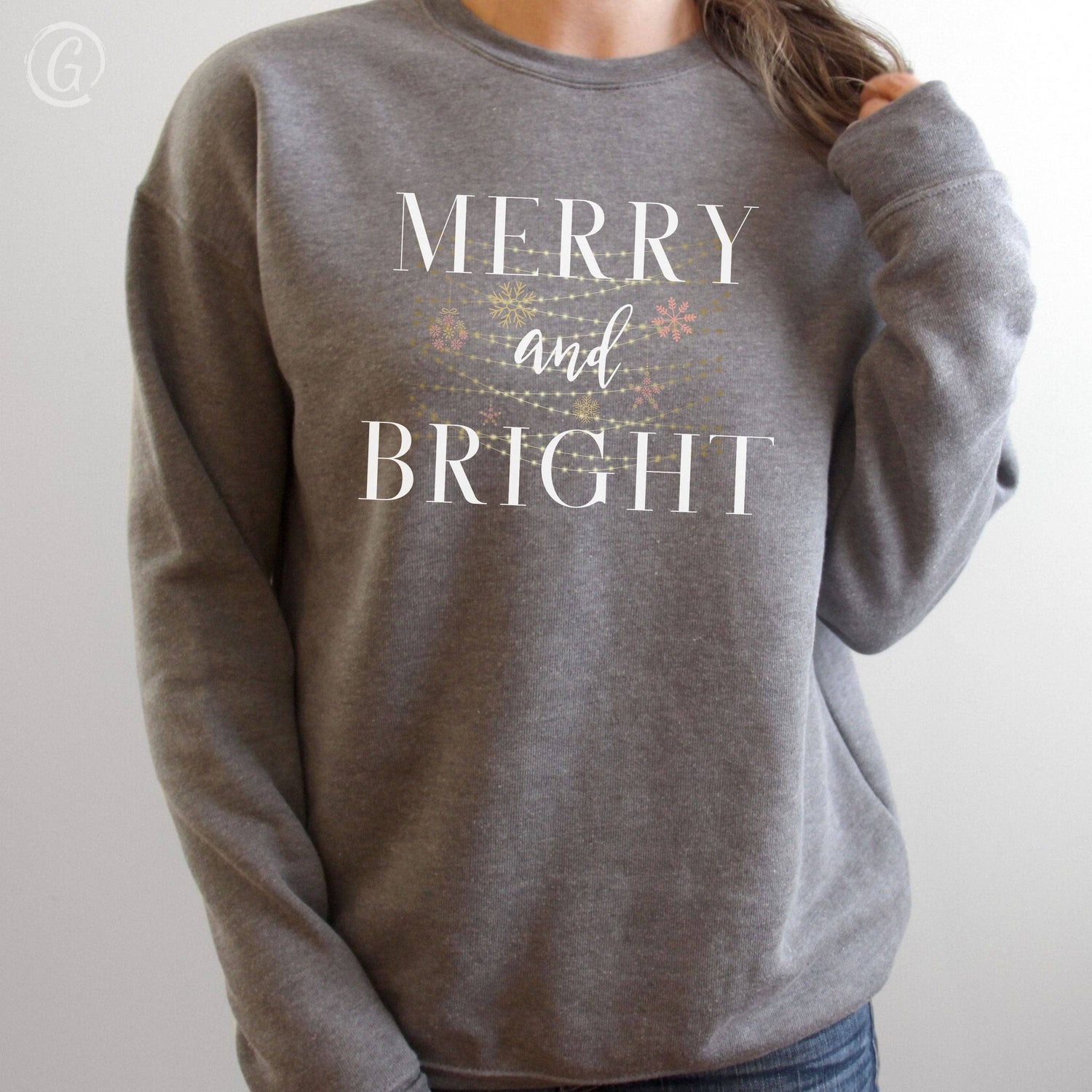 Merry And Bright Premium Unisex Sweatshirt Deep Heather