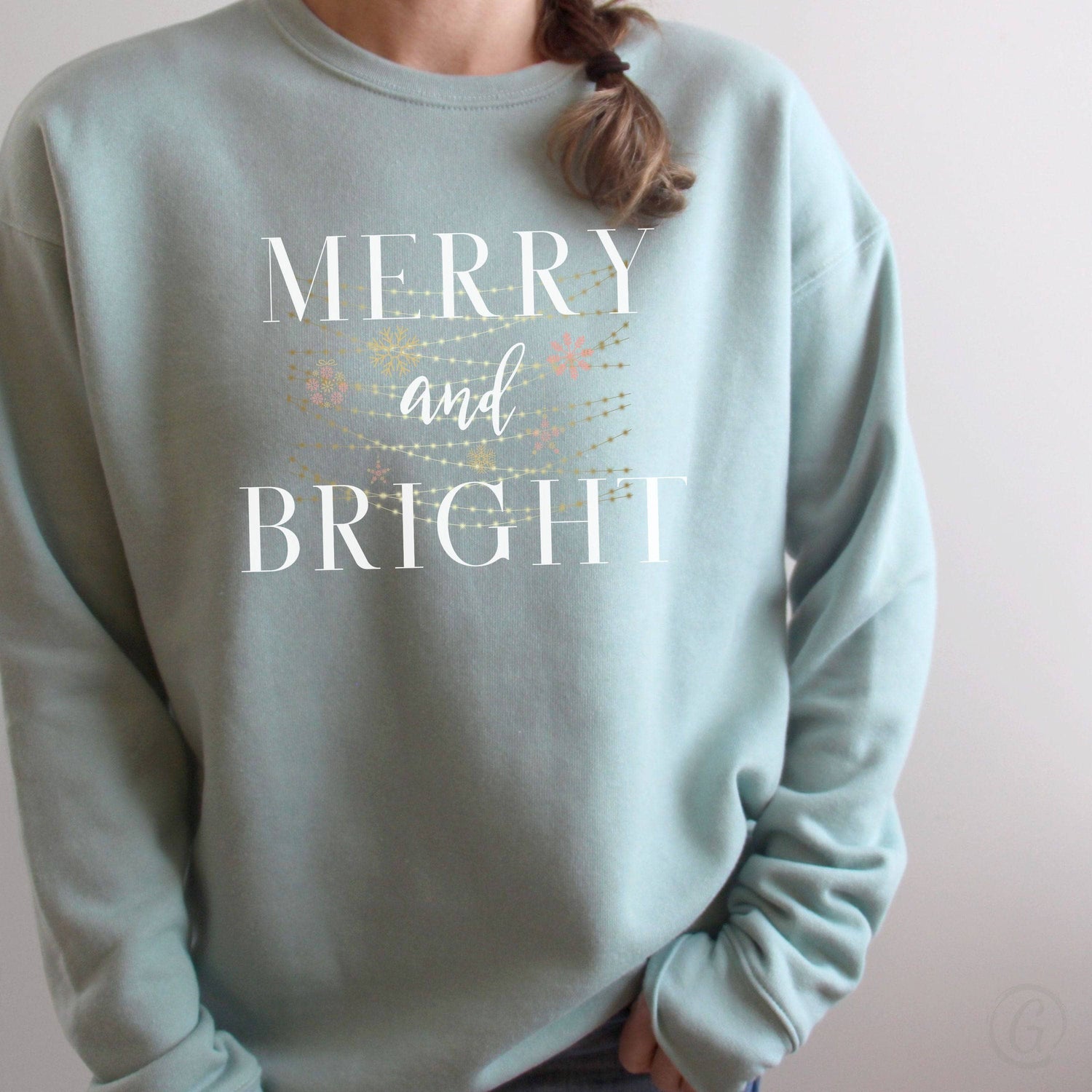 Merry And Bright Premium Unisex Sweatshirt Dusty Blue