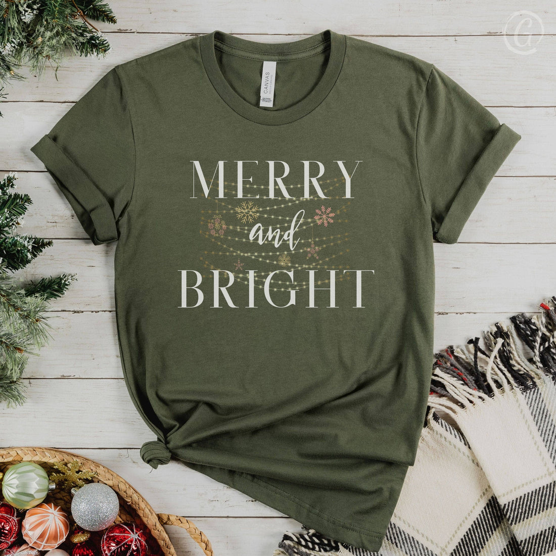 Merry And Bright Unisex T-Shirt Military Green