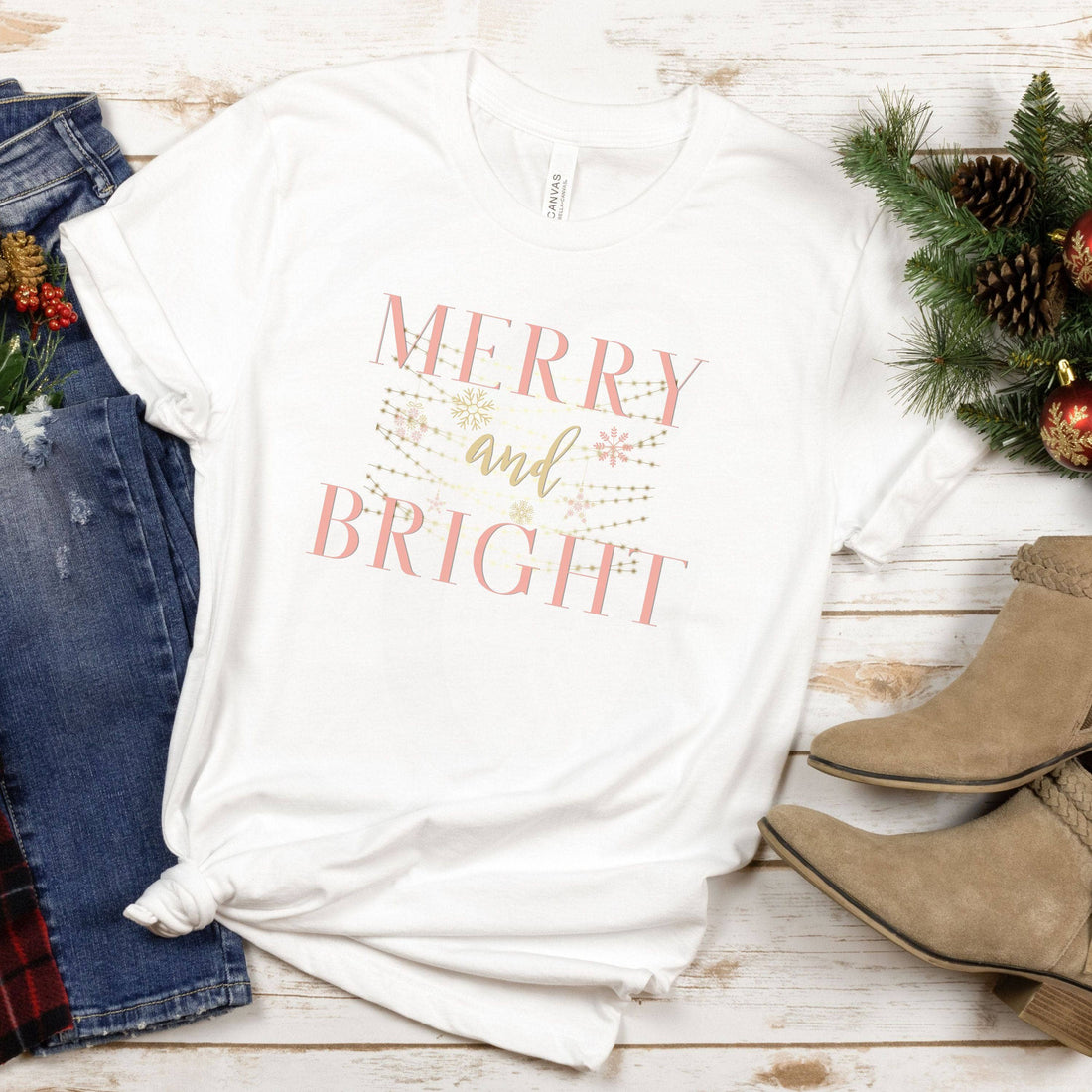 Merry And Bright Unisex T-Shirt White