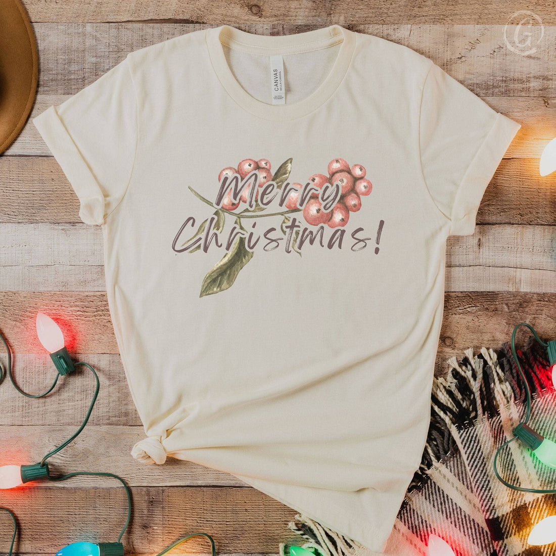 Merry Christmas! Berry Branch Unisex T-Shirt Natural