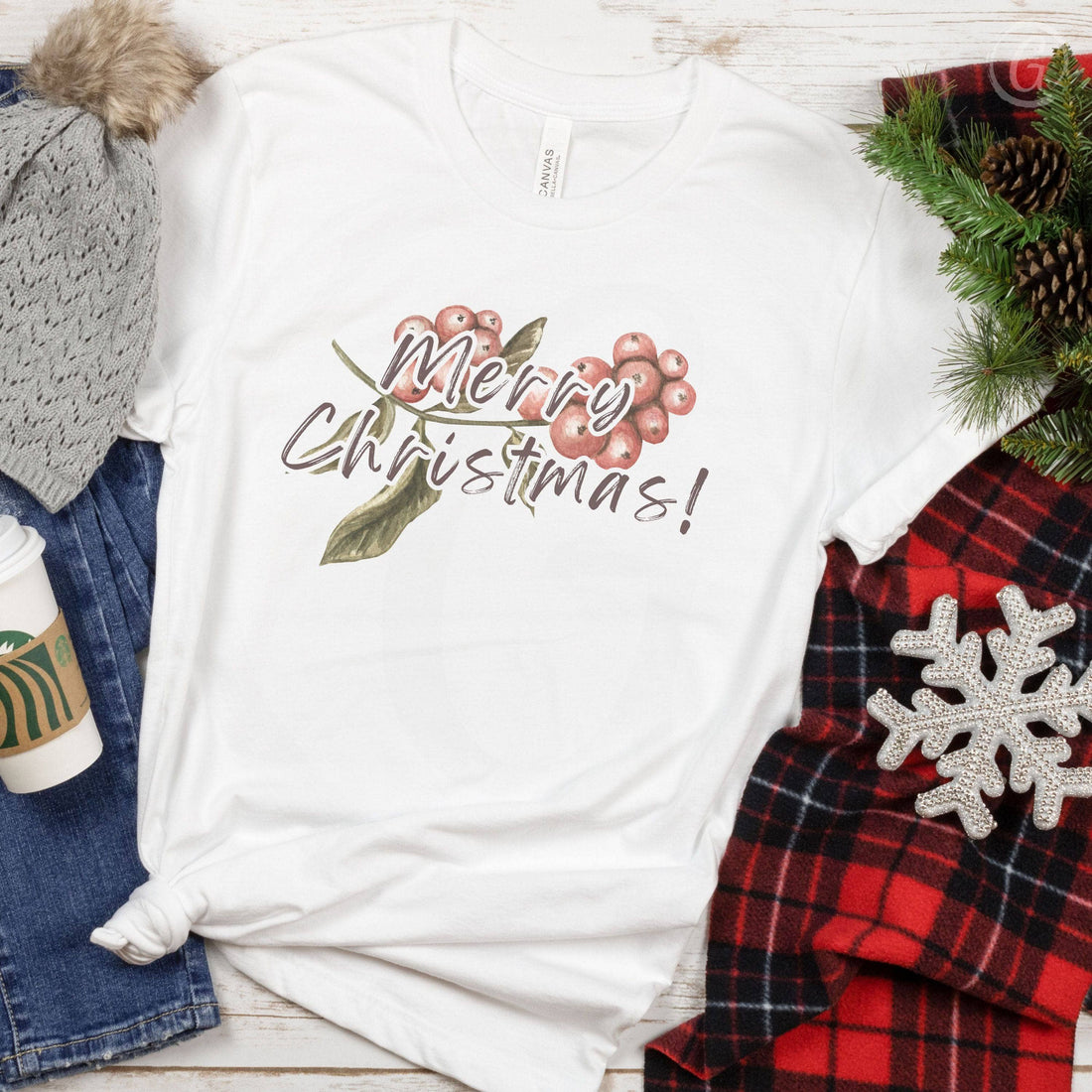 Merry Christmas! Berry Branch Unisex T-Shirt White