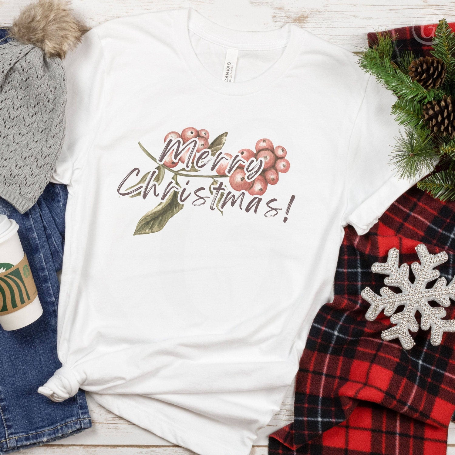 Merry Christmas! Berry Branch Unisex T-Shirt White