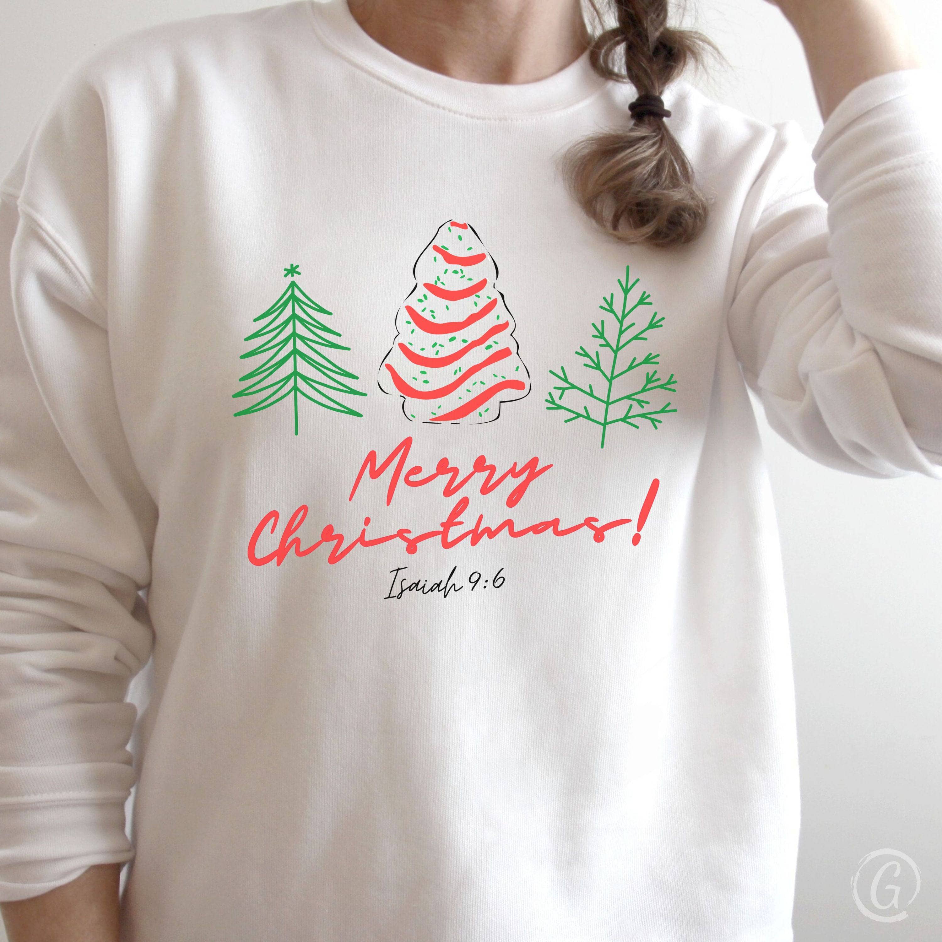 Merry Christmas! Christmas Trees Premium Unisex Sweatshirt White