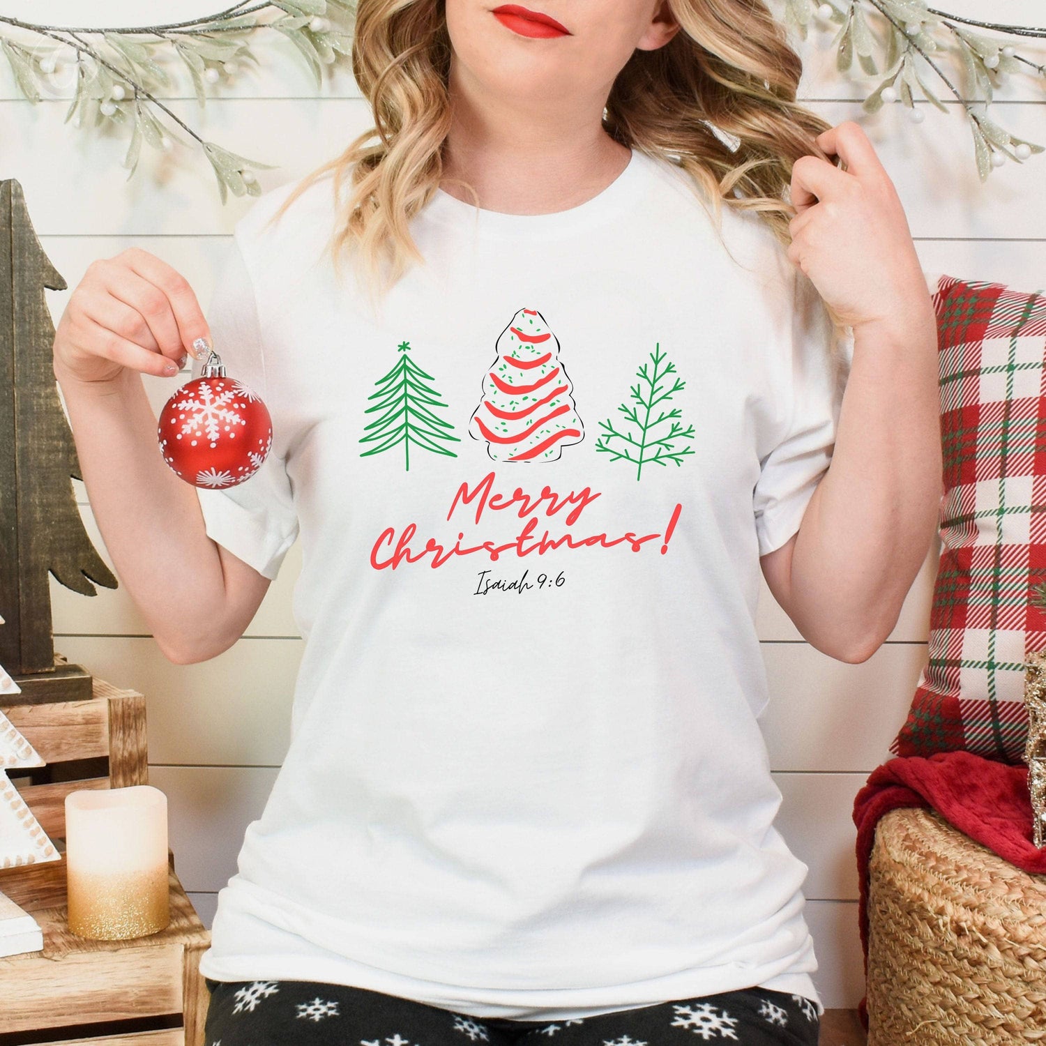 Merry Christmas Christmas Trees Unisex T-Shirt White