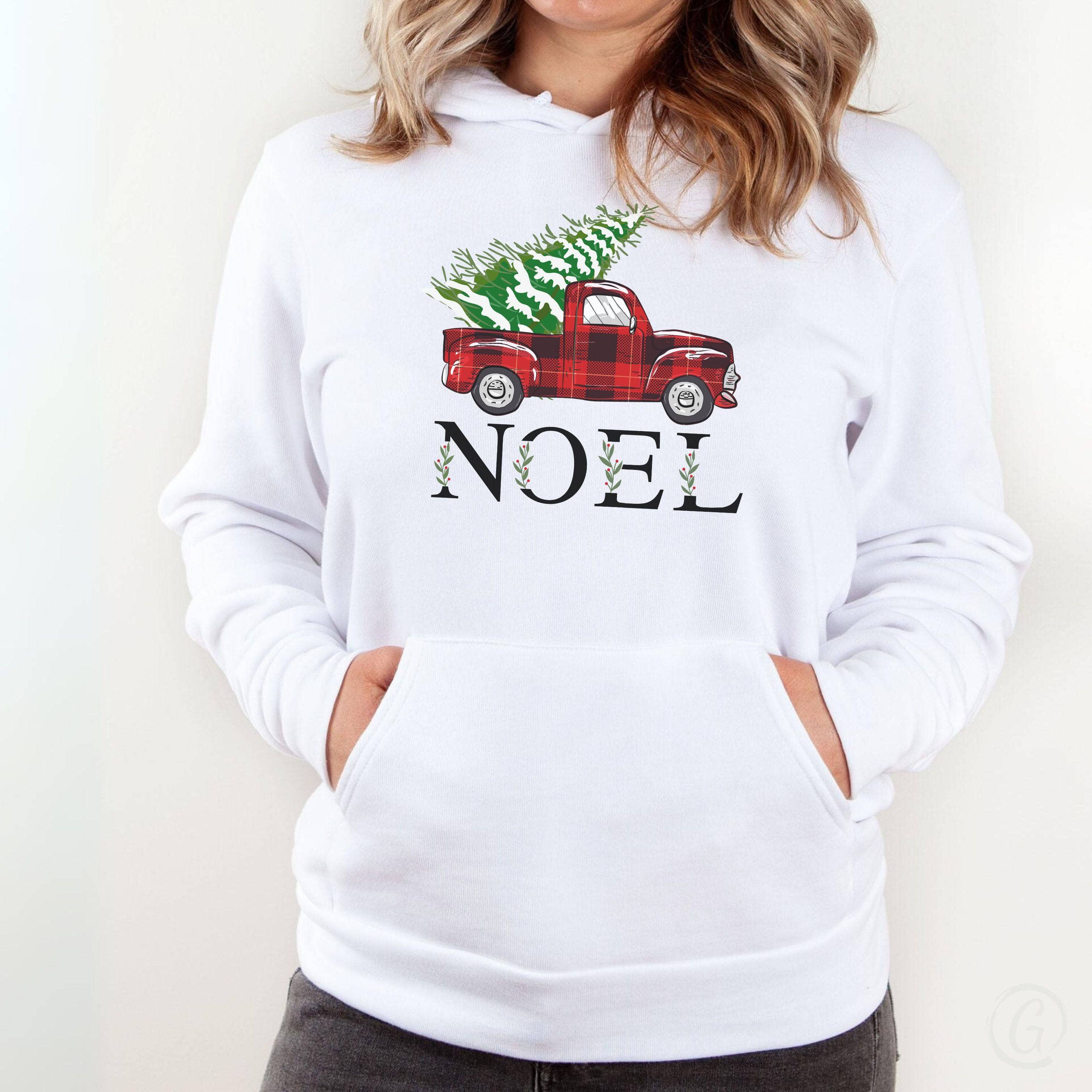 Noel Christmas Truck Premium Unisex Pullover Hoodie White