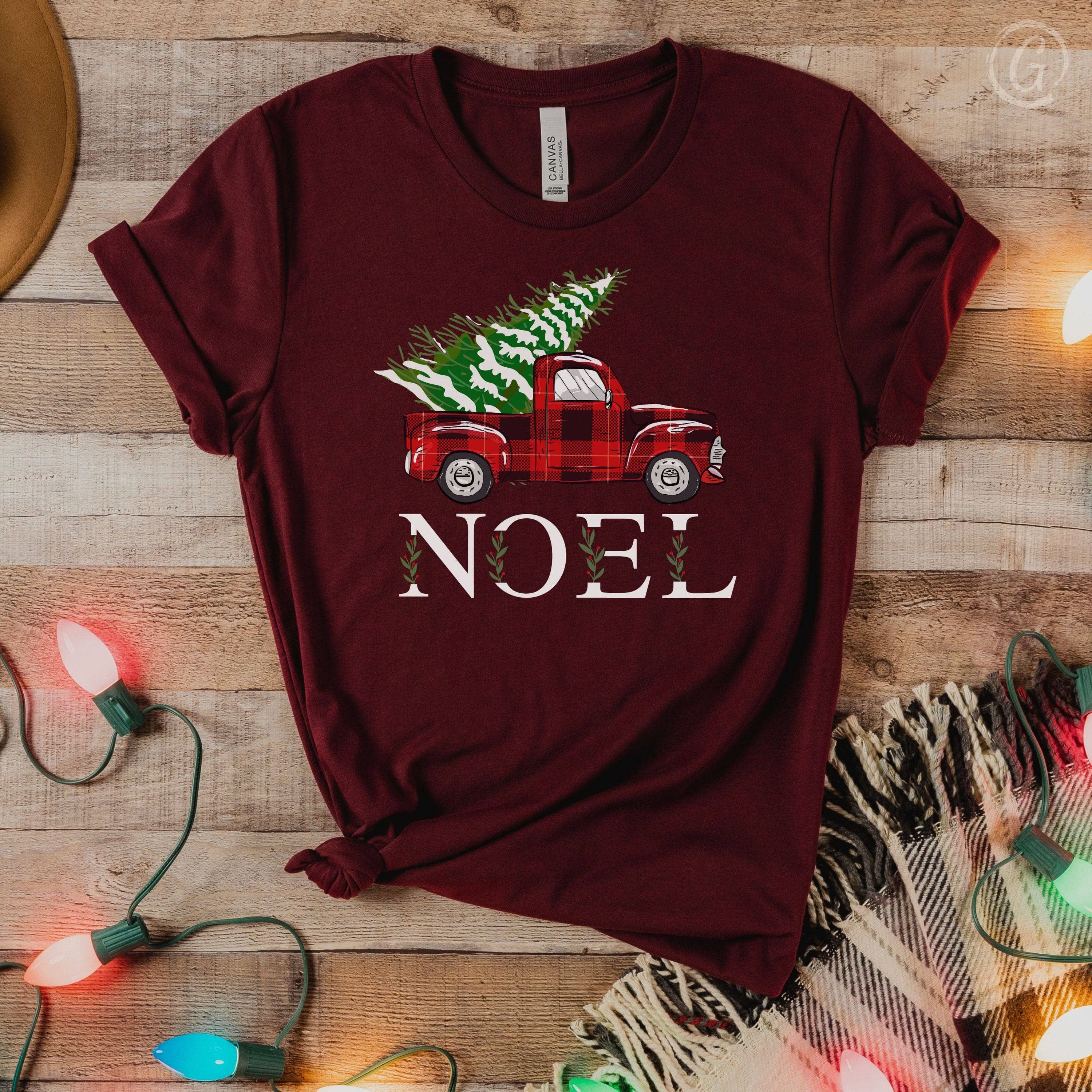 Noel Christmas Truck Unisex T-Shirt Classics Maroon