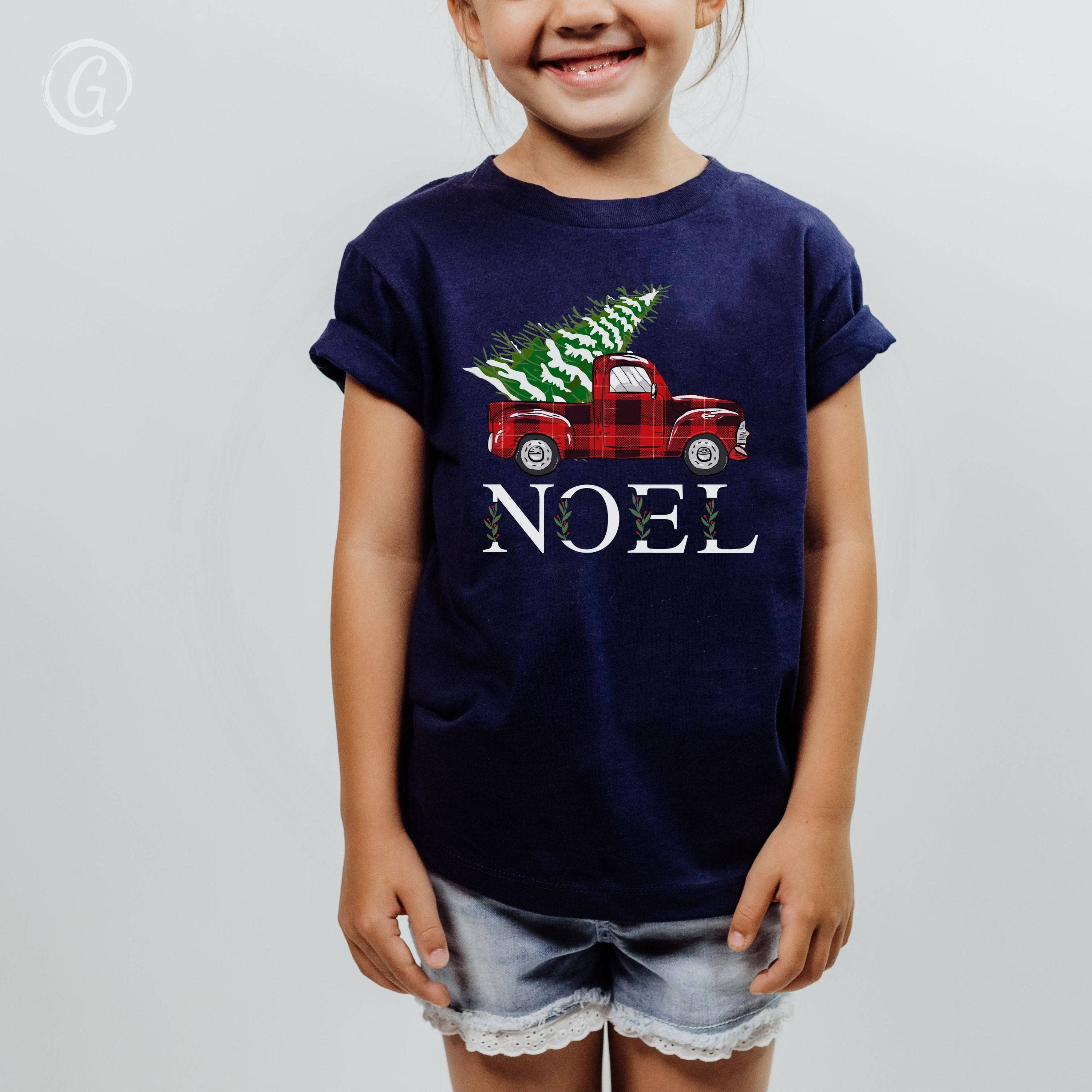 Noel Christmas Truck Youth T-Shirt Navy