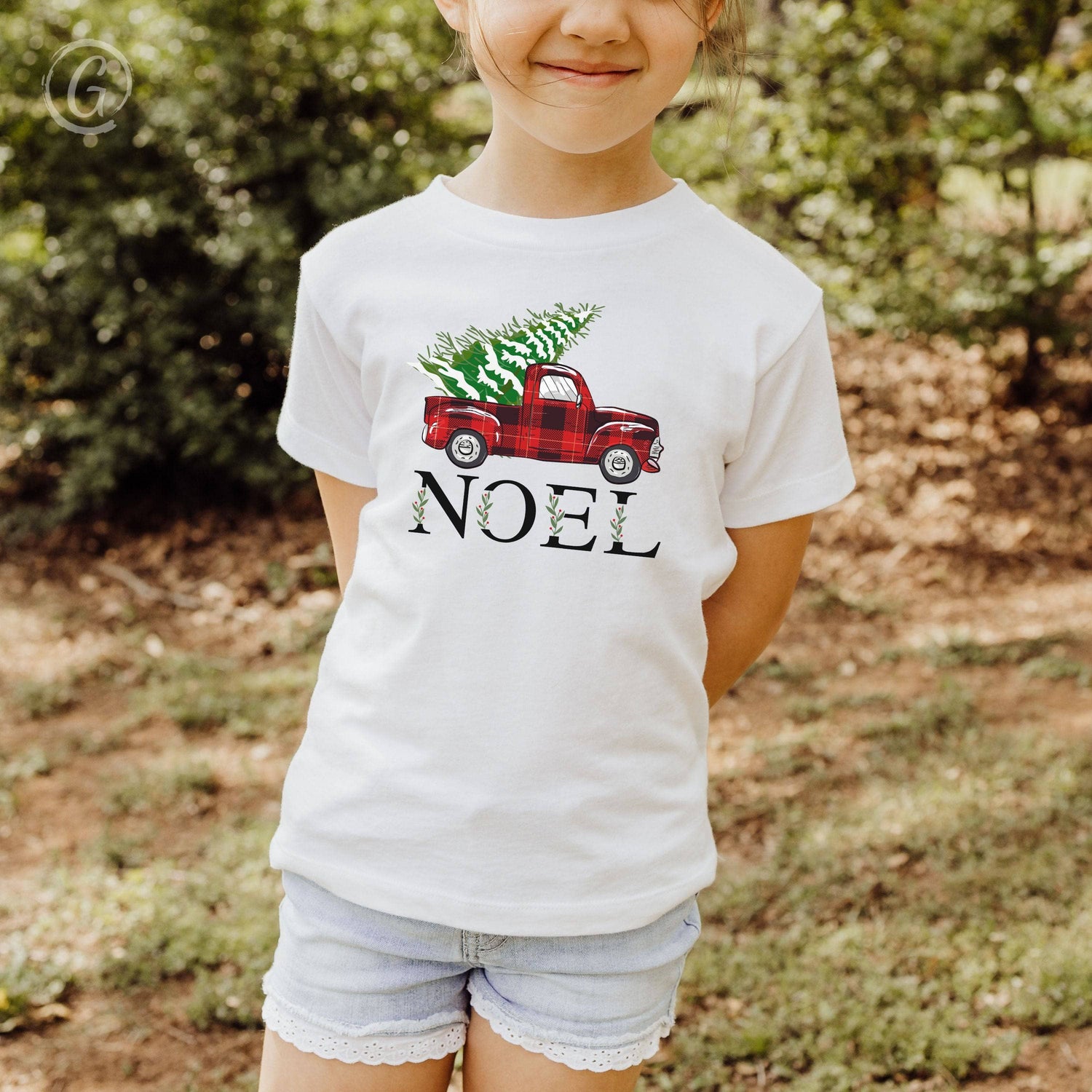 Noel Christmas Truck Youth T-Shirt White