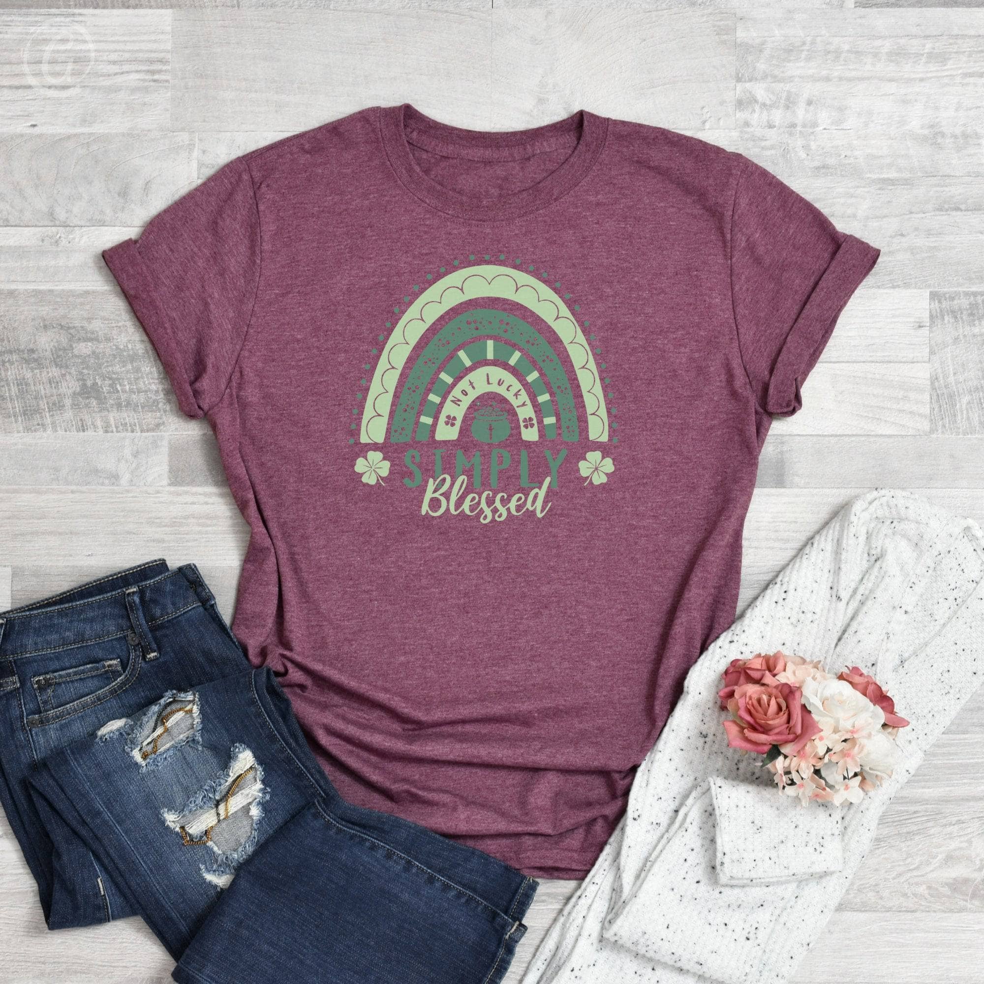 Not Lucky Simply Blessed Unisex T-Shirt Heather Maroon