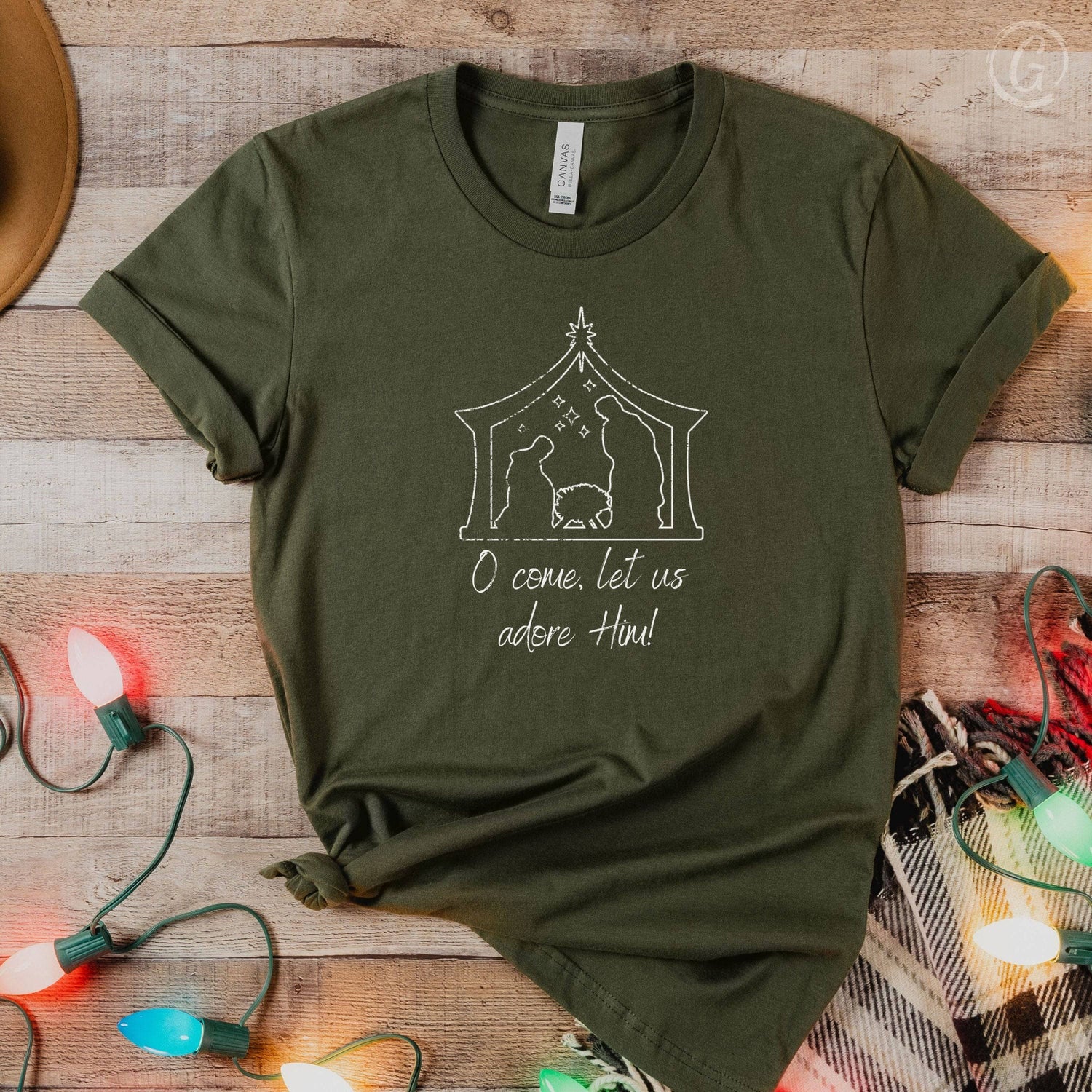 O Come, Let Us Adore Him! Unisex T-Shirt Classics Military Green