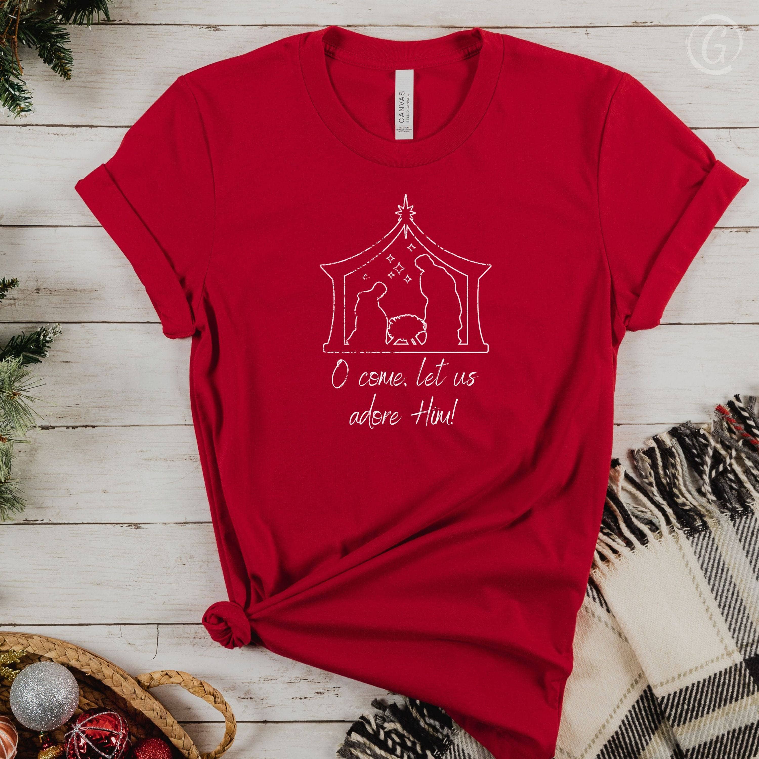 O Come, Let Us Adore Him! Unisex T-Shirt Classics Red