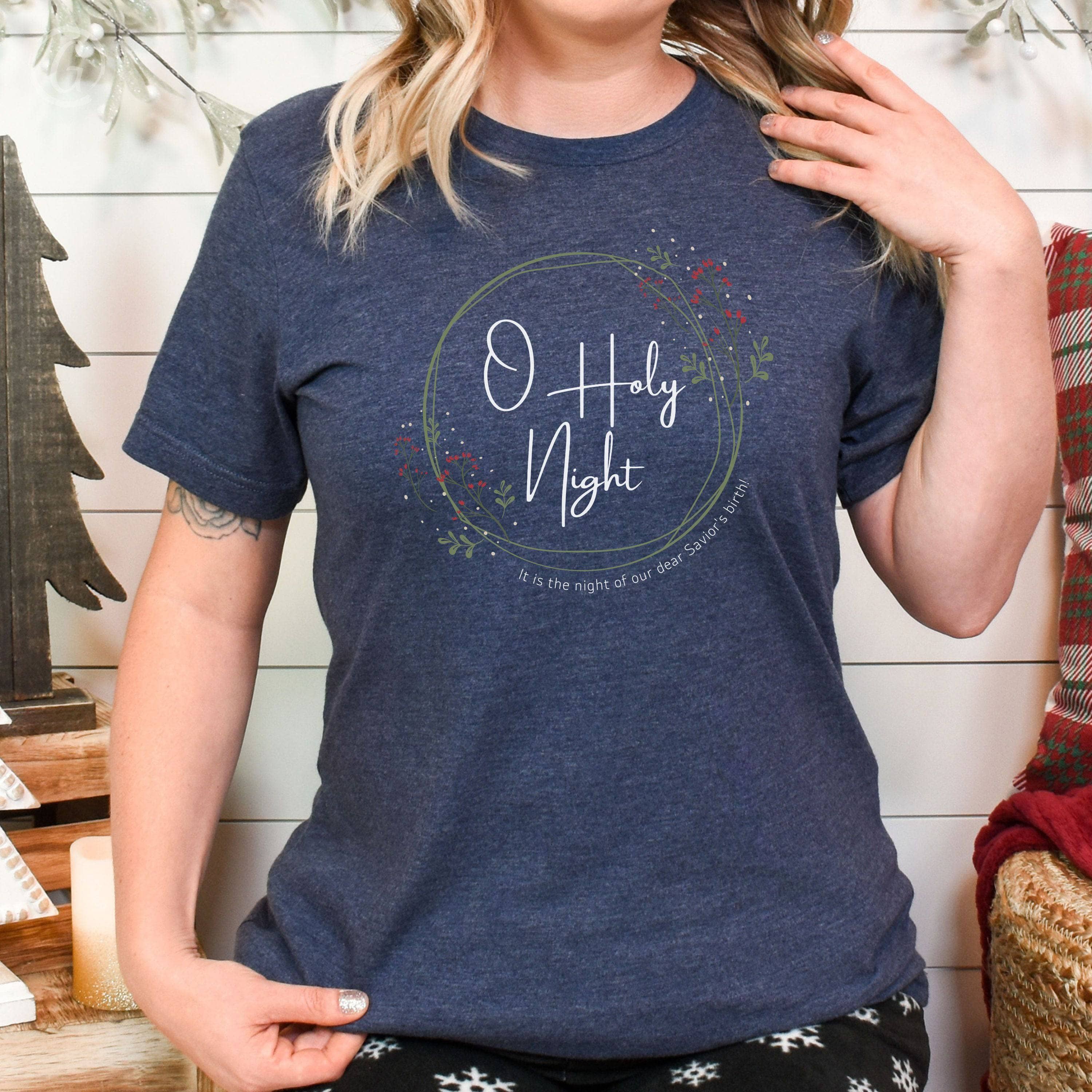 O Holy Night Unisex T-Shirt Heathers Heather Navy