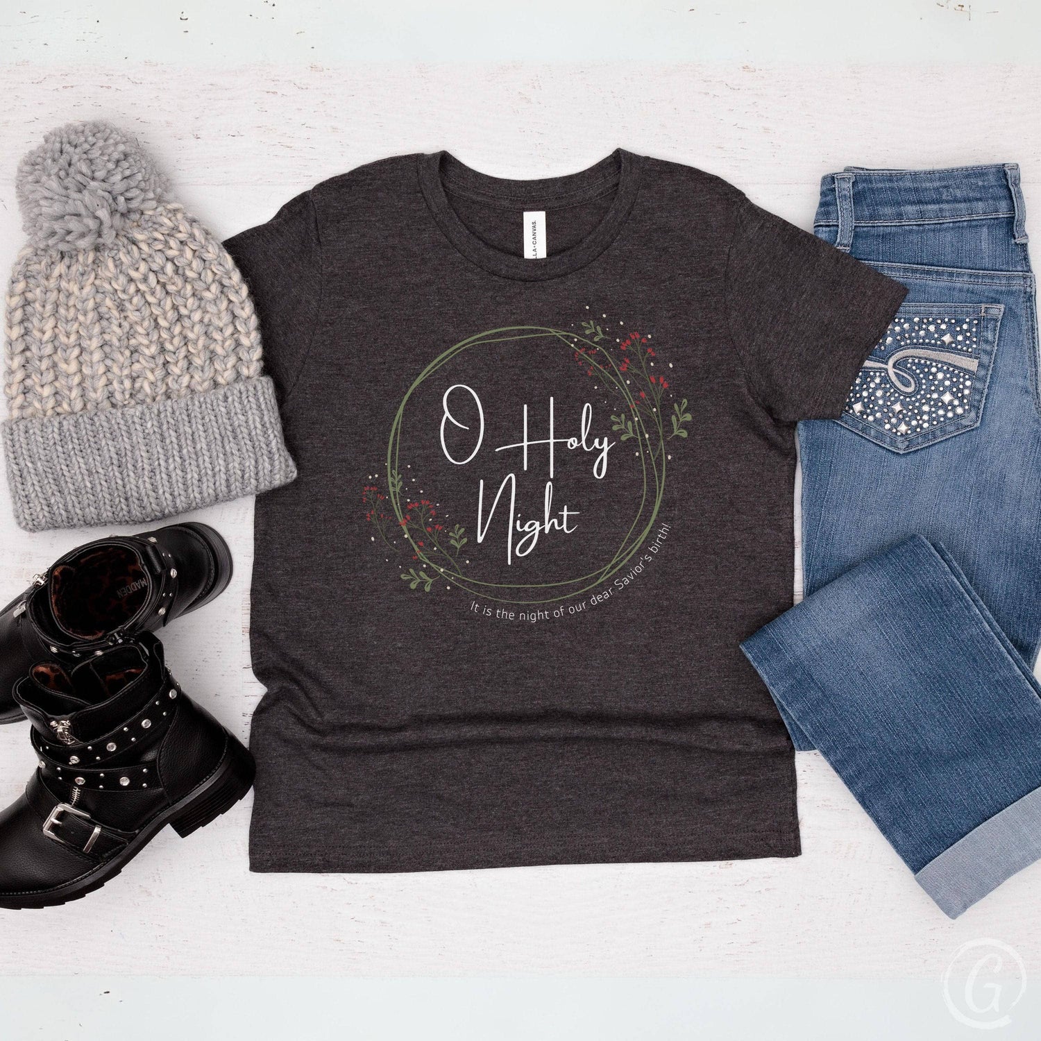 O Holy Night Youth T-Shirt Dark Grey Heather